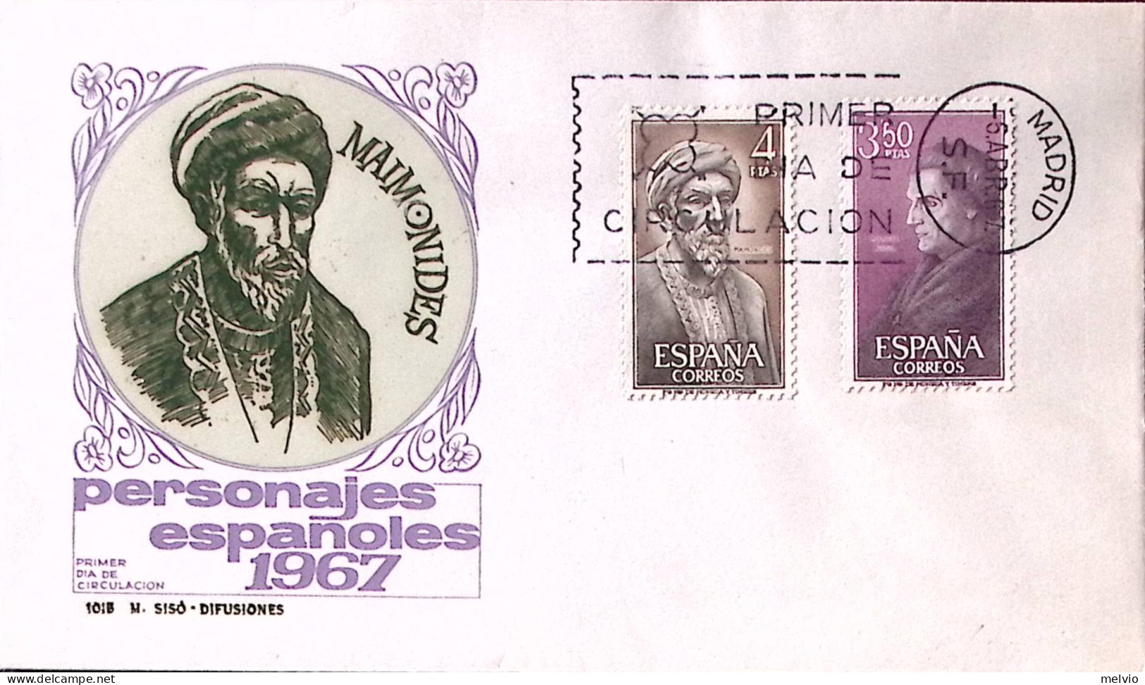 1967-SPAGNA Personaggi Illustri L'67 Serie Cpl. (1444/7) Due Fdc - Otros & Sin Clasificación