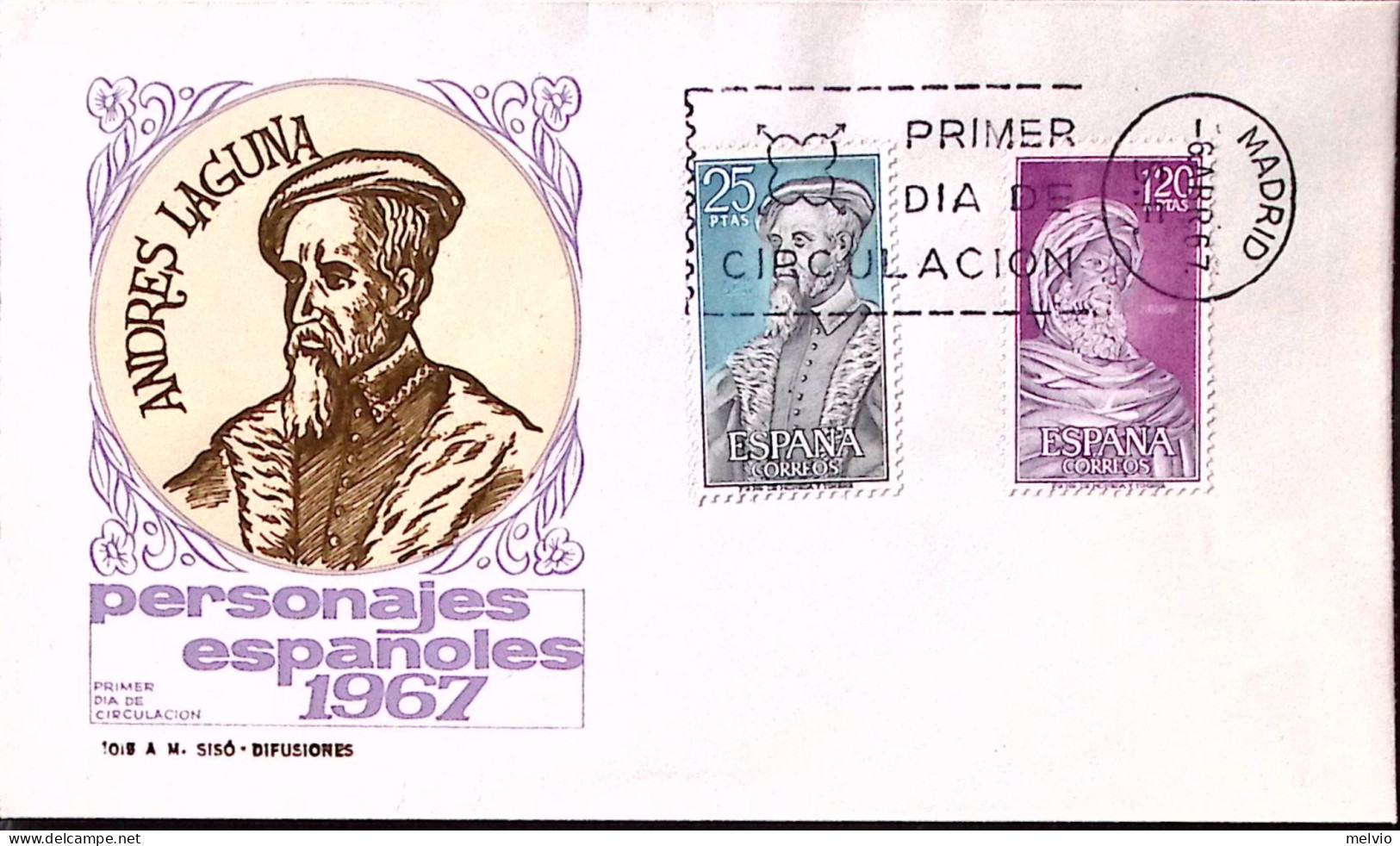 1967-SPAGNA Personaggi Illustri L'67 Serie Cpl. (1444/7) Due Fdc - Sonstige & Ohne Zuordnung