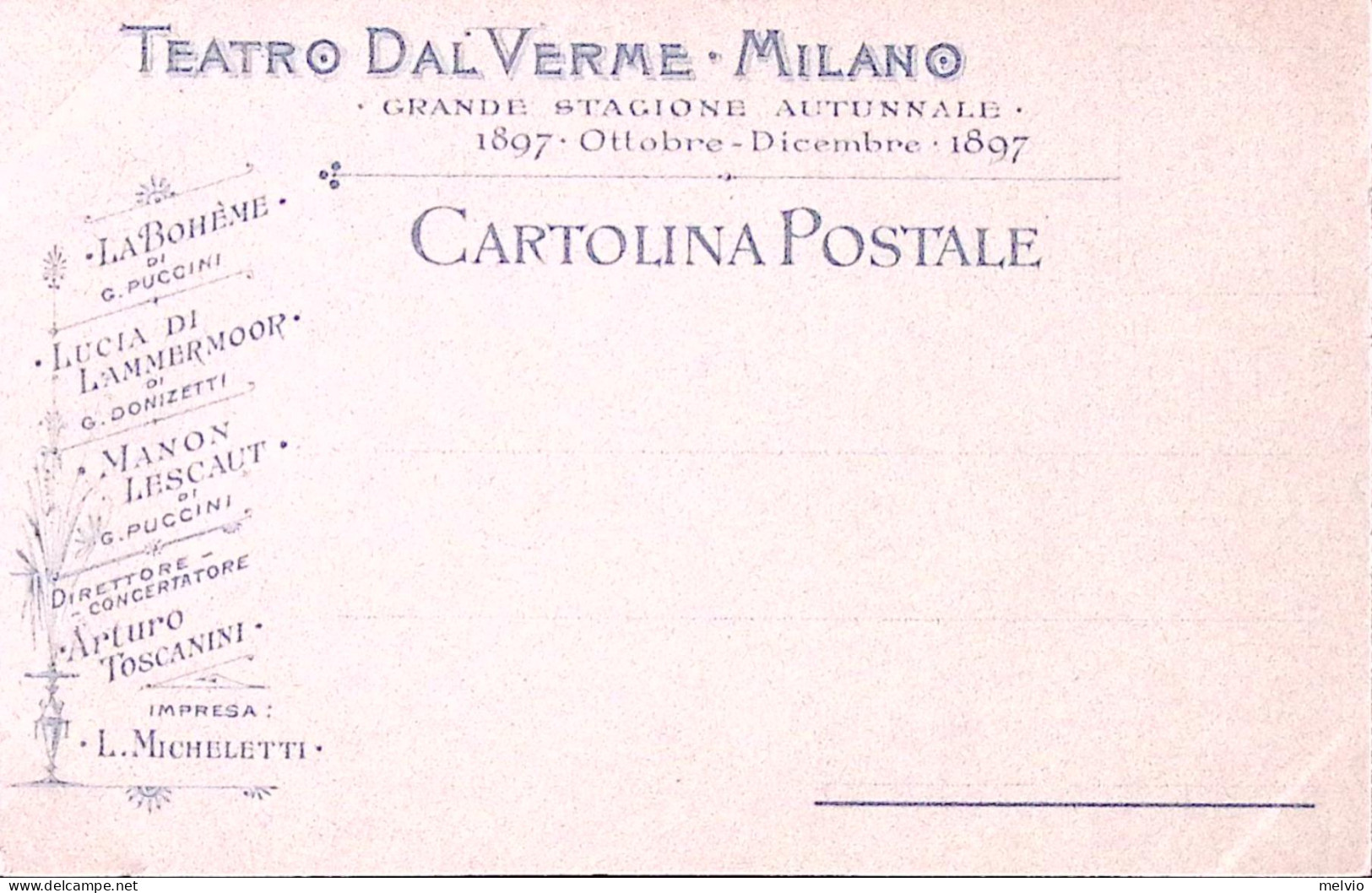 1897-La Boheme, Atto I, Ed Ricordi, Con Programma Teatro Dal Verme Milano, Nuova - Musik