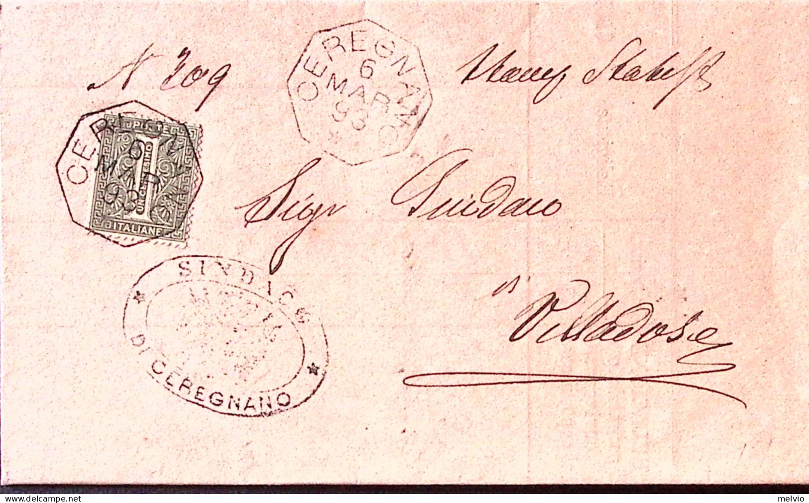 1893-CEREGNANO Ottagonale Di Collettoria (6.3) Su Piego - Storia Postale