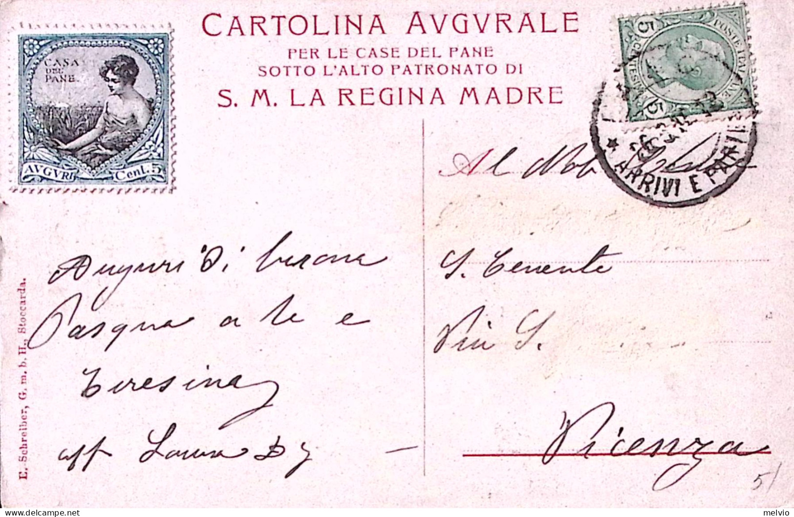 1918-Aprile Lo Sposalizio, Viaggiata (26.3) Chiudilettera Verde Casa Del Pane - Farmers