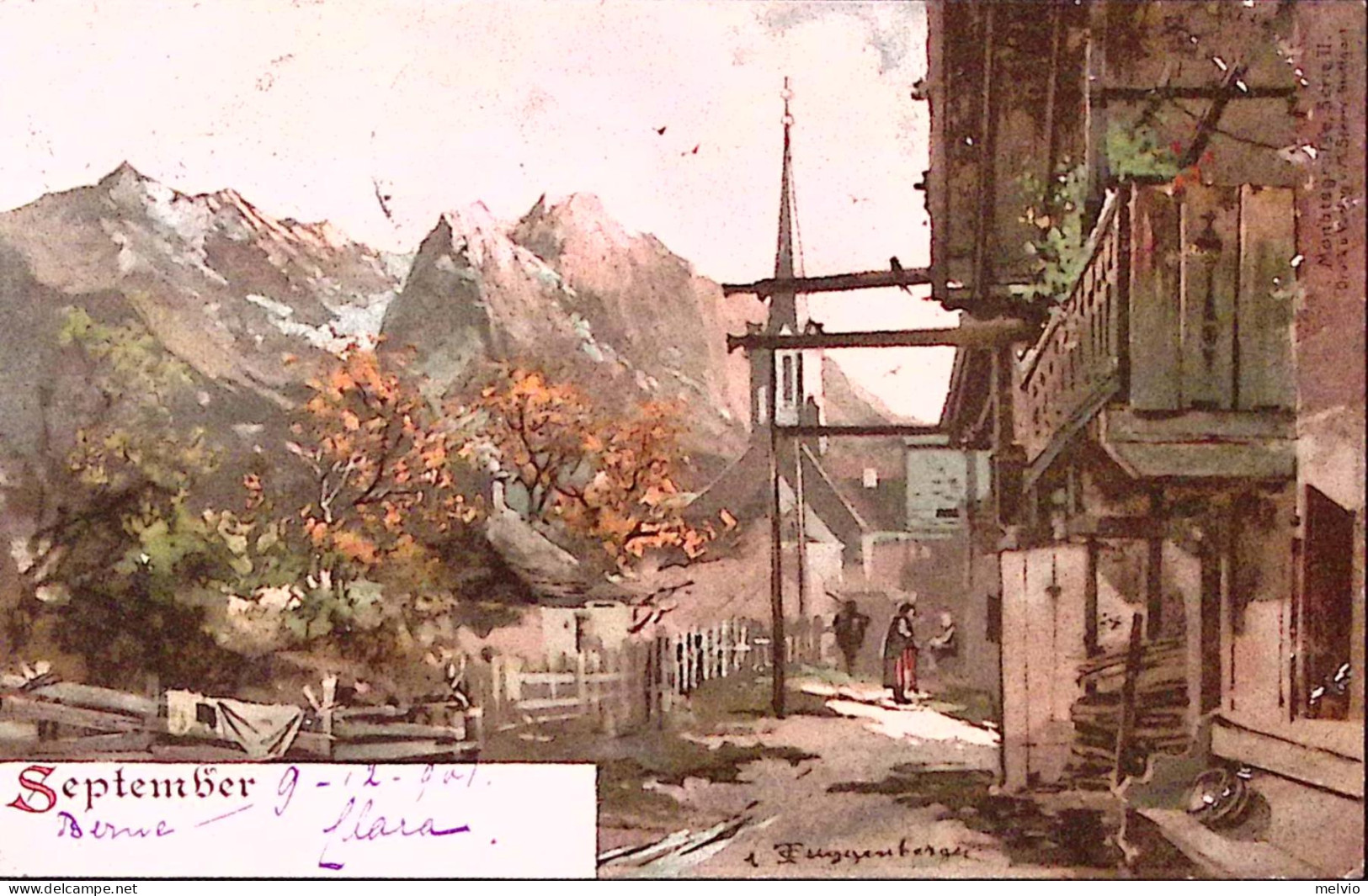 1901-Svizzera September, Viaggiata Berna (9.12) Per L'Italia - Marcophilie