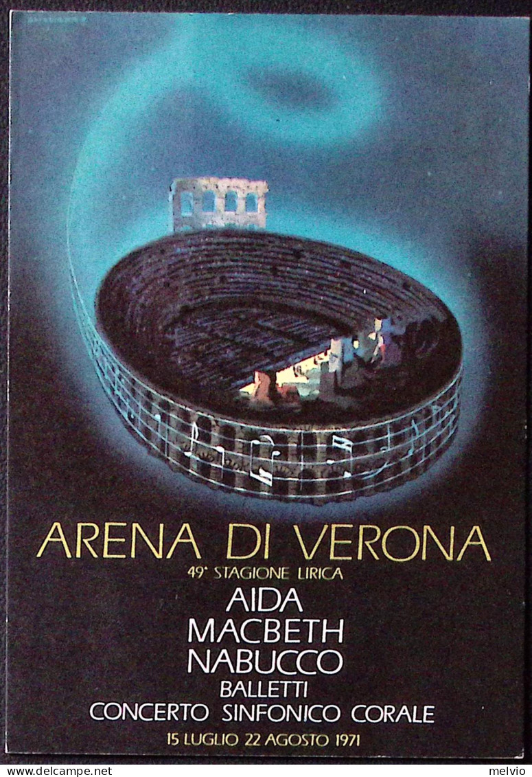 1971-VERONA 49 STAGIONE LIRICA (30.7) Annullo Targhetta Su Cartolina - 1971-80: Marcophilie