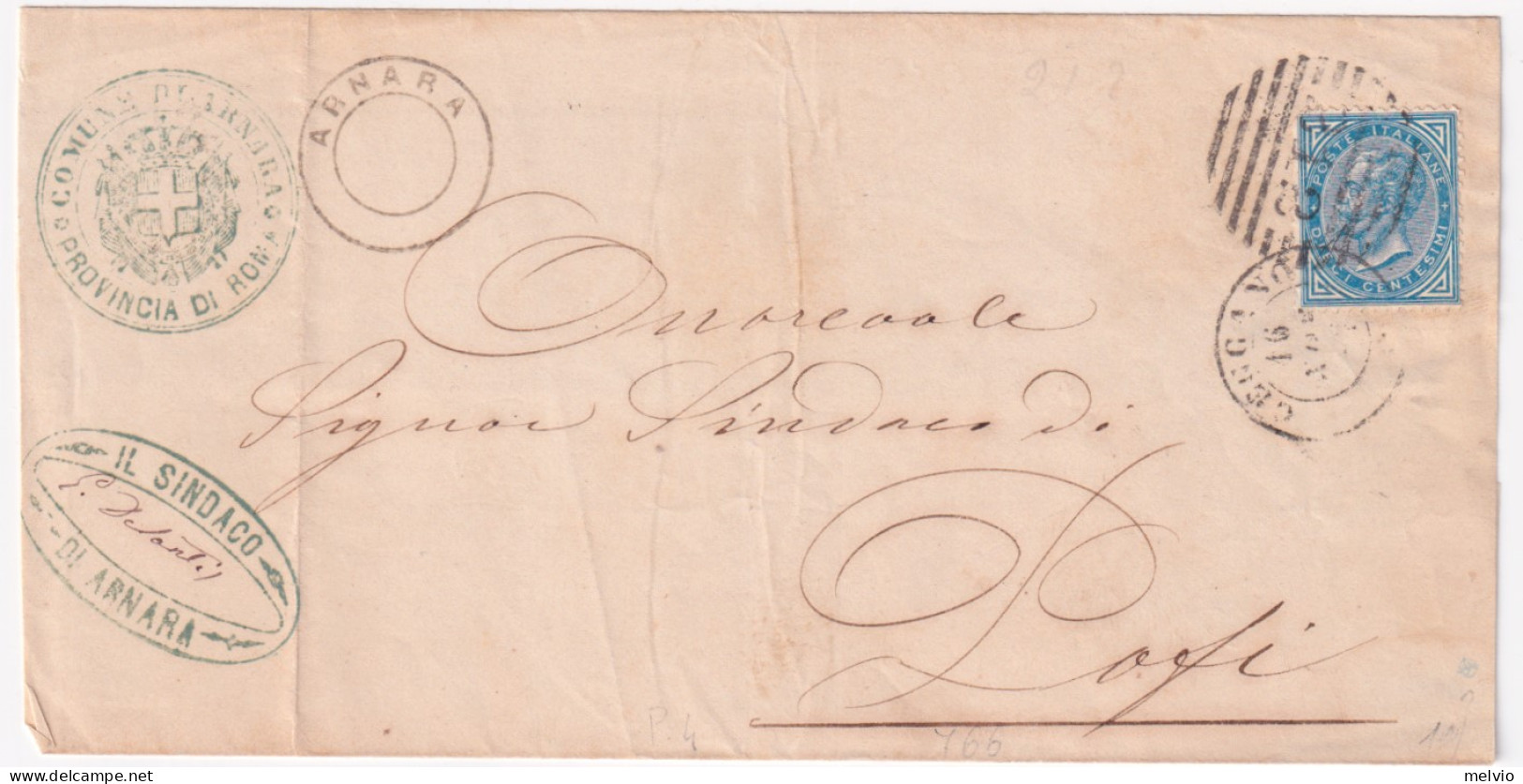 1877-ARNARA C.2 Di Collettoria Su Soprascritta Affr. C.10 Annullo Ceccano C.2+sb - Poststempel