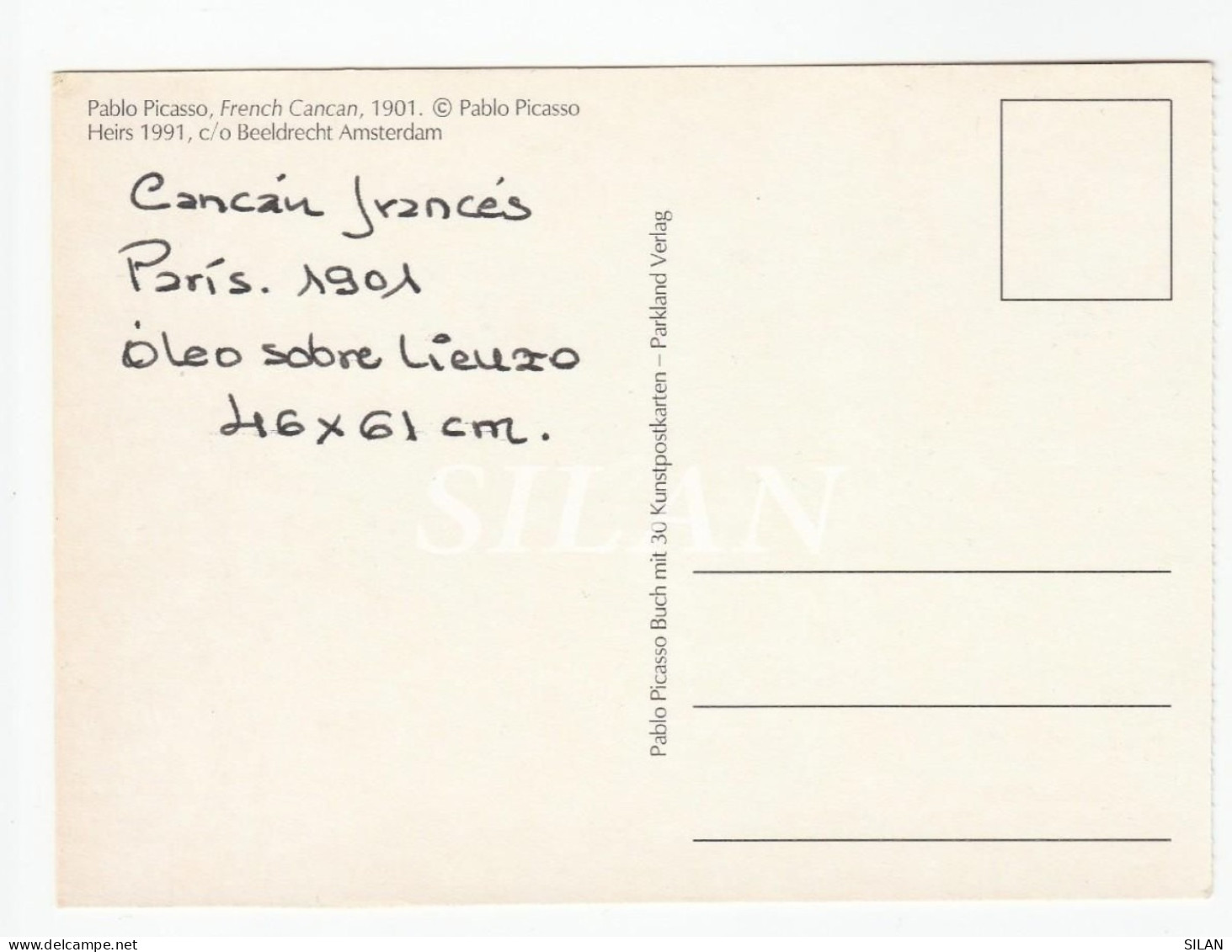 Postal Picasso, French Cancan 1901, Impresa En Amsterdam 1991 / Carte Postale Picasso, French Cancan 1901 - Pittura & Quadri