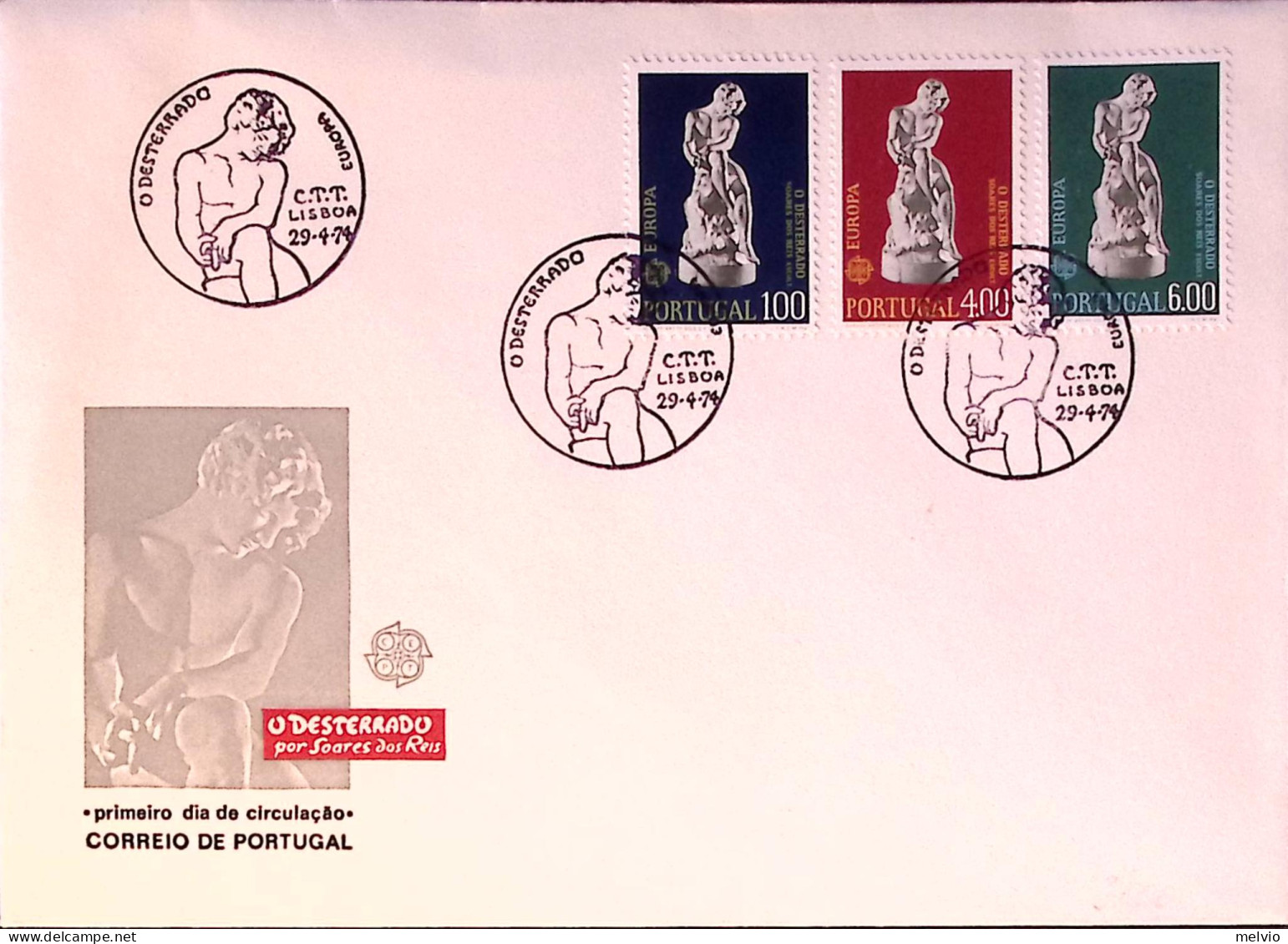 1974-PORTOGALLO Europa1974 Scultura Soares Dos Reis Serie Completa Fdc - FDC