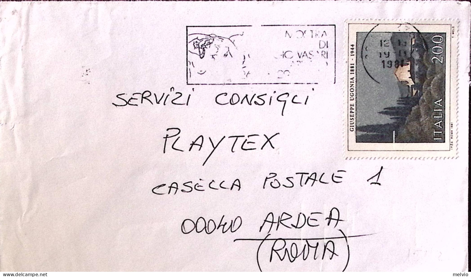 1981-ARTE ITALIANA 6 Emissione Giuseppe Ugonia Lire 200 Isolato Su Busta - 1981-90: Marcofilia