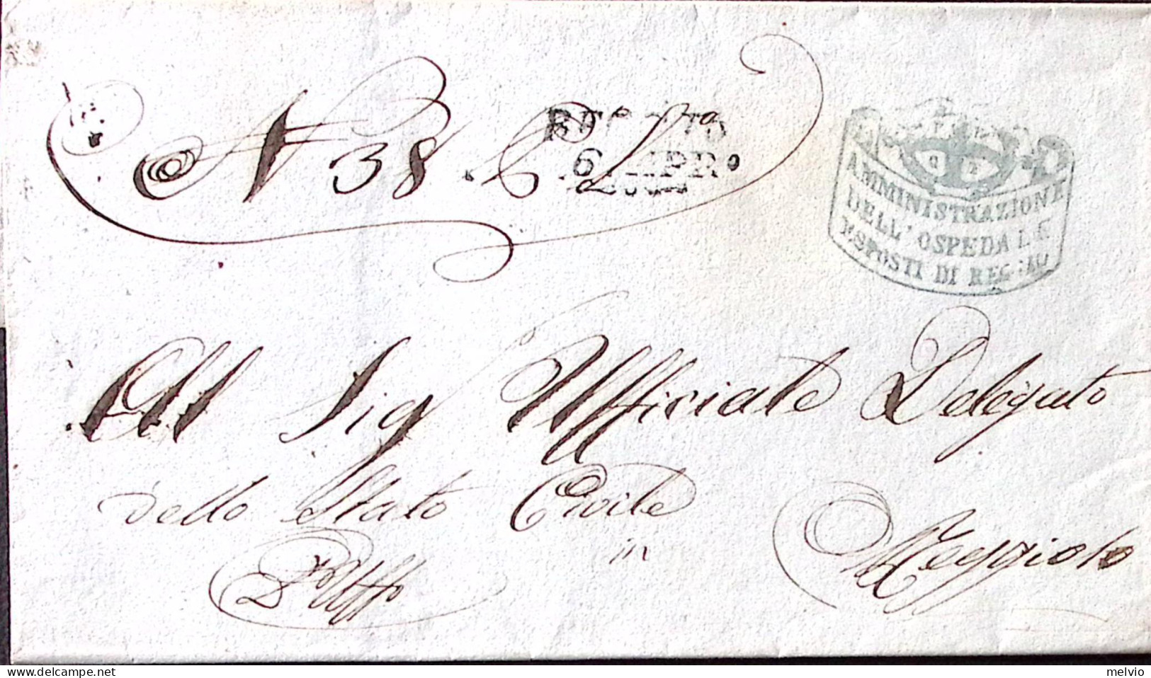 1852-AMMINISTRAZIONE OSPEDALE ESPOSTI DI REGGIO Su Lettera (6.4.52) - Non Classés