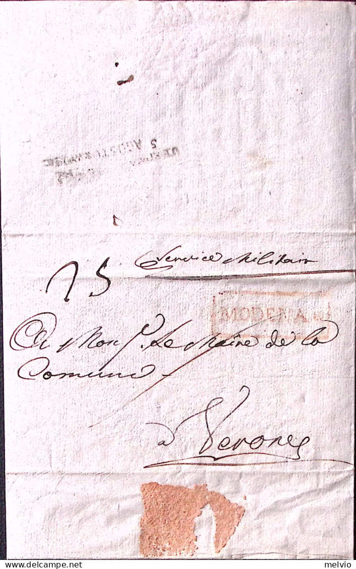 1809-MODENA Cartella Rossa Su Circolare A Stampa Manoscritto Modena 3.08 - ...-1850 Voorfilatelie