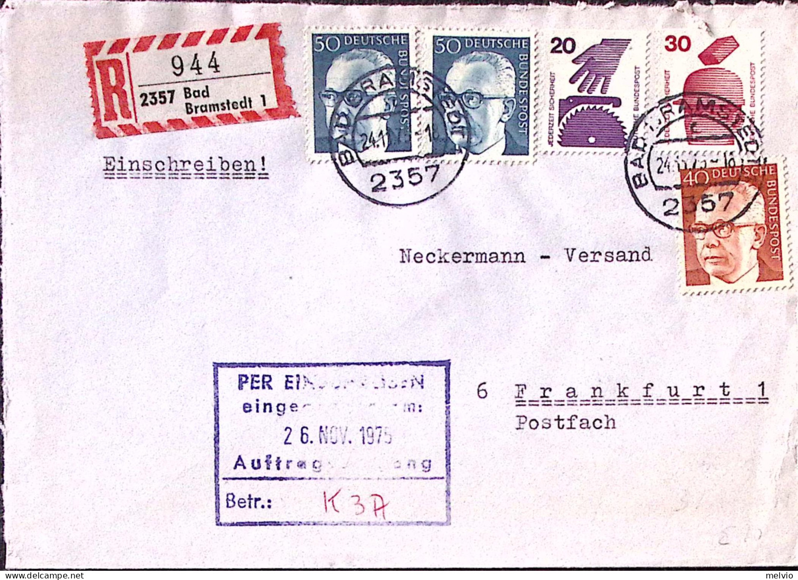 1975-GERMANIA Infortuni P.20 E 30 NON DENT. IN ALTO + Heinemann P. 40 E 50 Su Ra - Covers & Documents