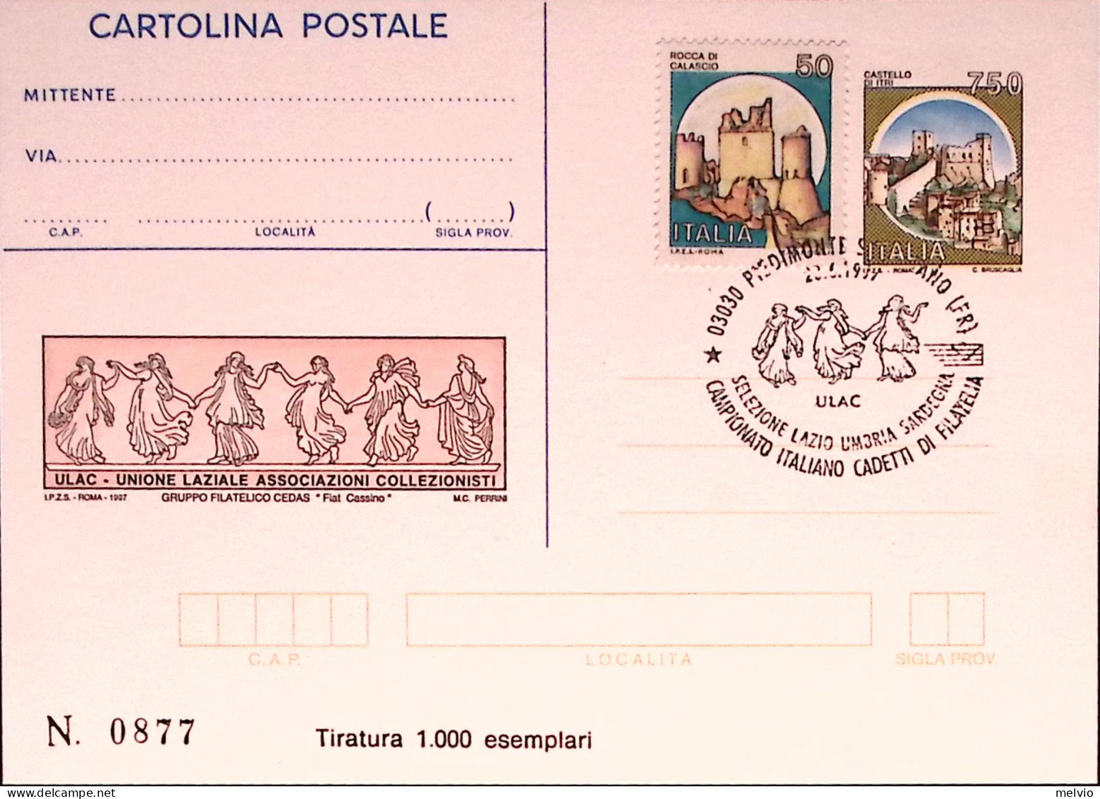 1997-ULAC-CASSINO Omaggio Alla Ciociaria 2 Cartoline Postali IPZS Lire 750 Con 2 - Interi Postali