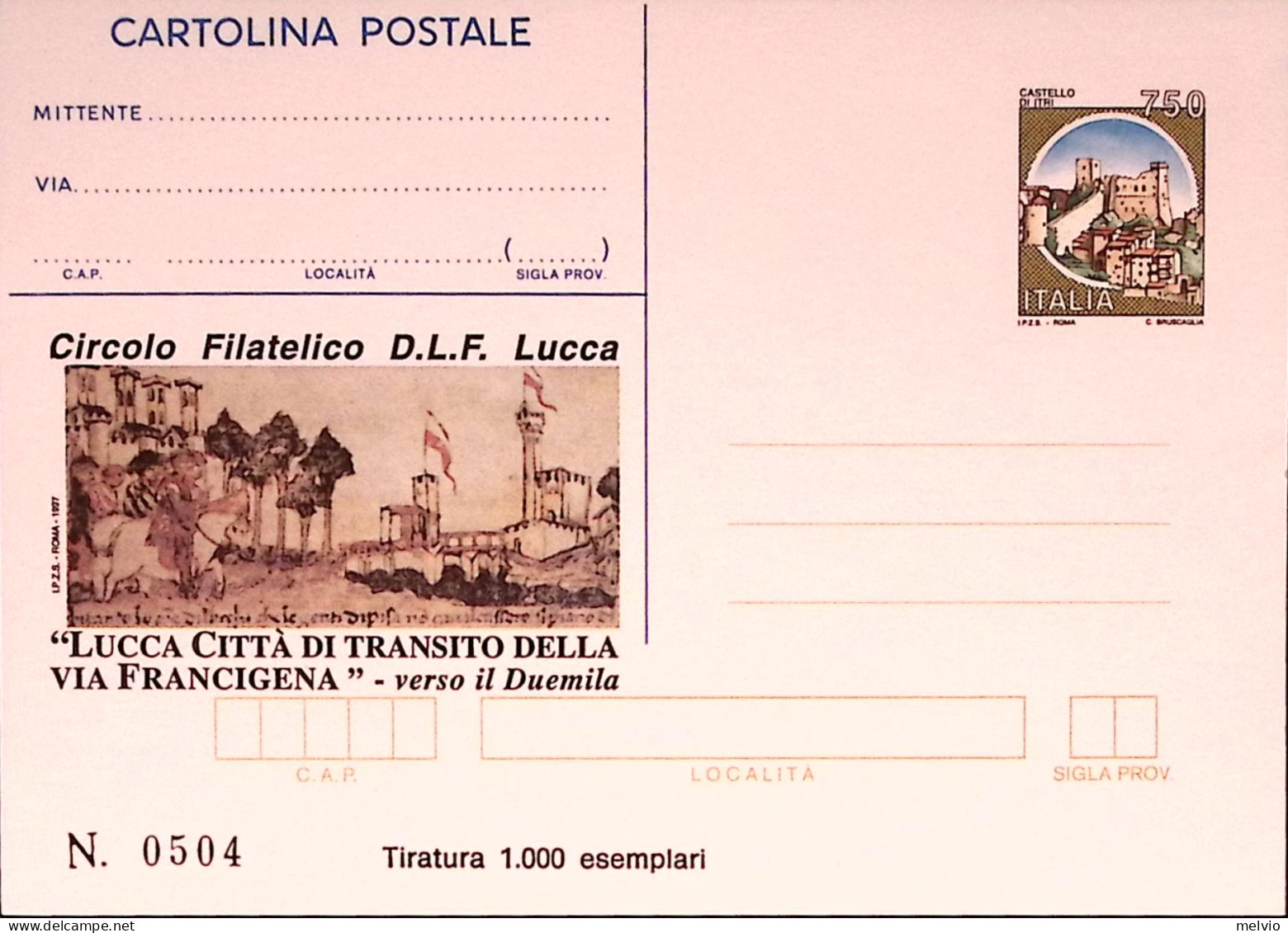 1997-VIA FRANCIGENA Cartolina Postale IPZS Lire 750 Nuova - Ganzsachen