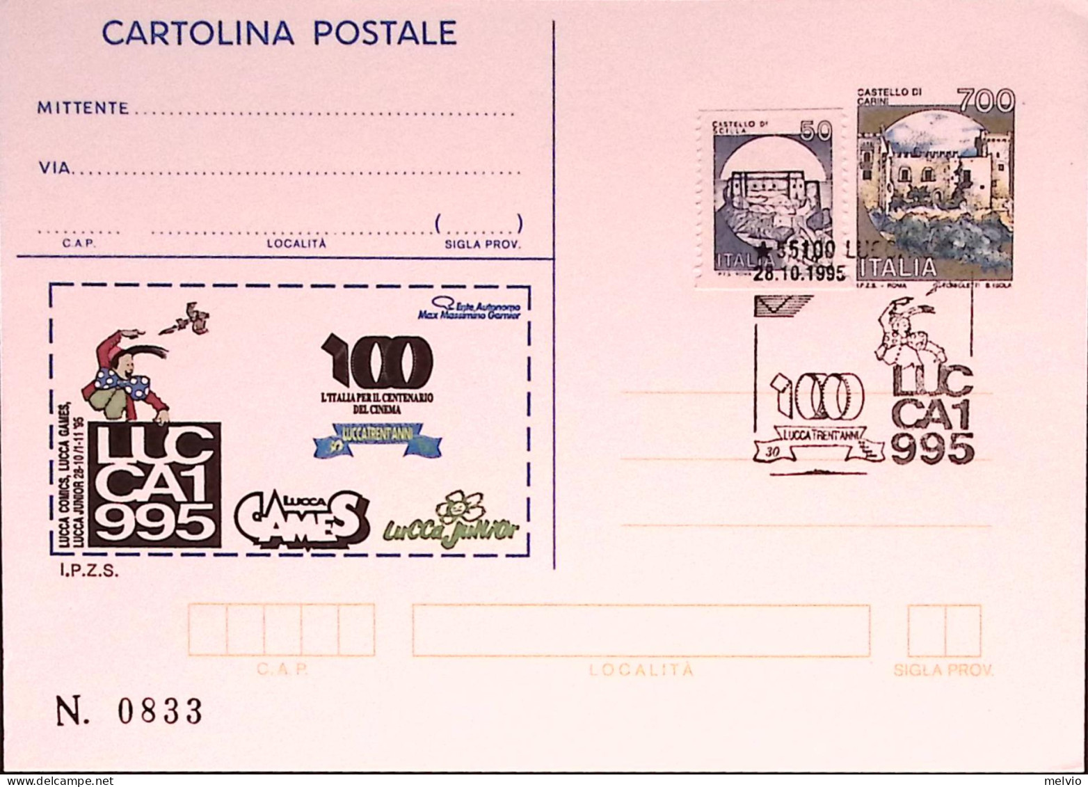 1995-LUCCA Cartolina Postale IPZS Lire 700 Ann Spec - 1991-00: Marcophilie