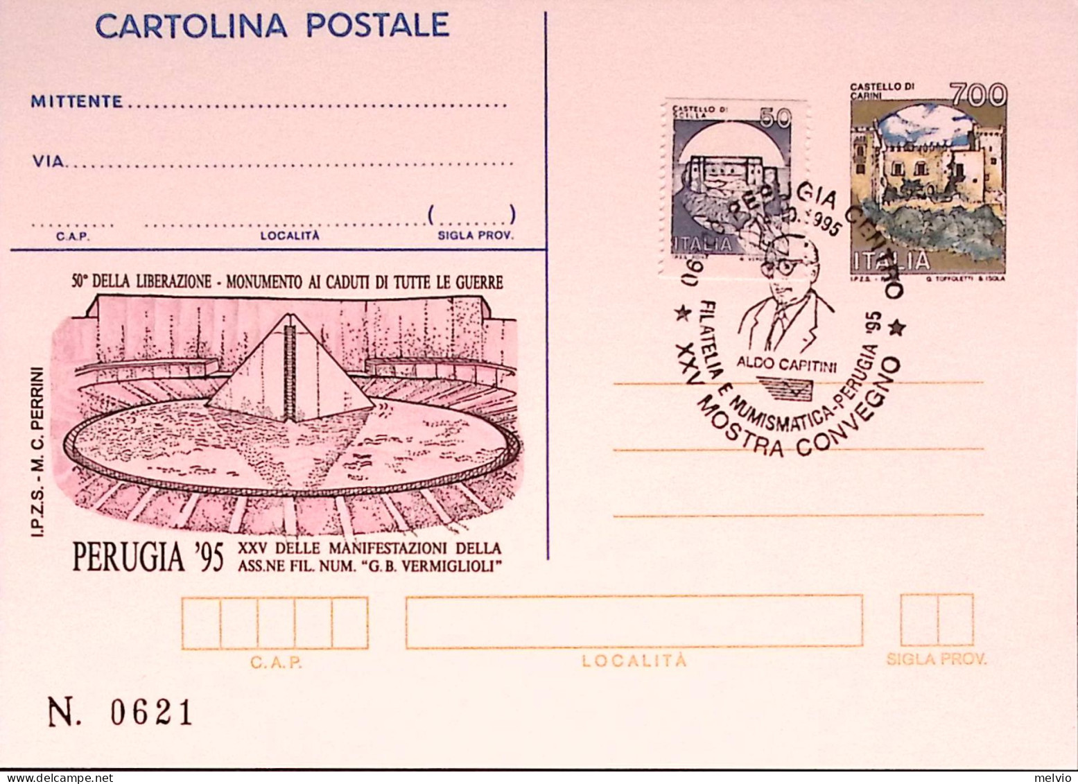 1995-PERUGIA Cartolina Postale IPZS Lire 700 Ann Speciale - 1991-00: Marcofilie