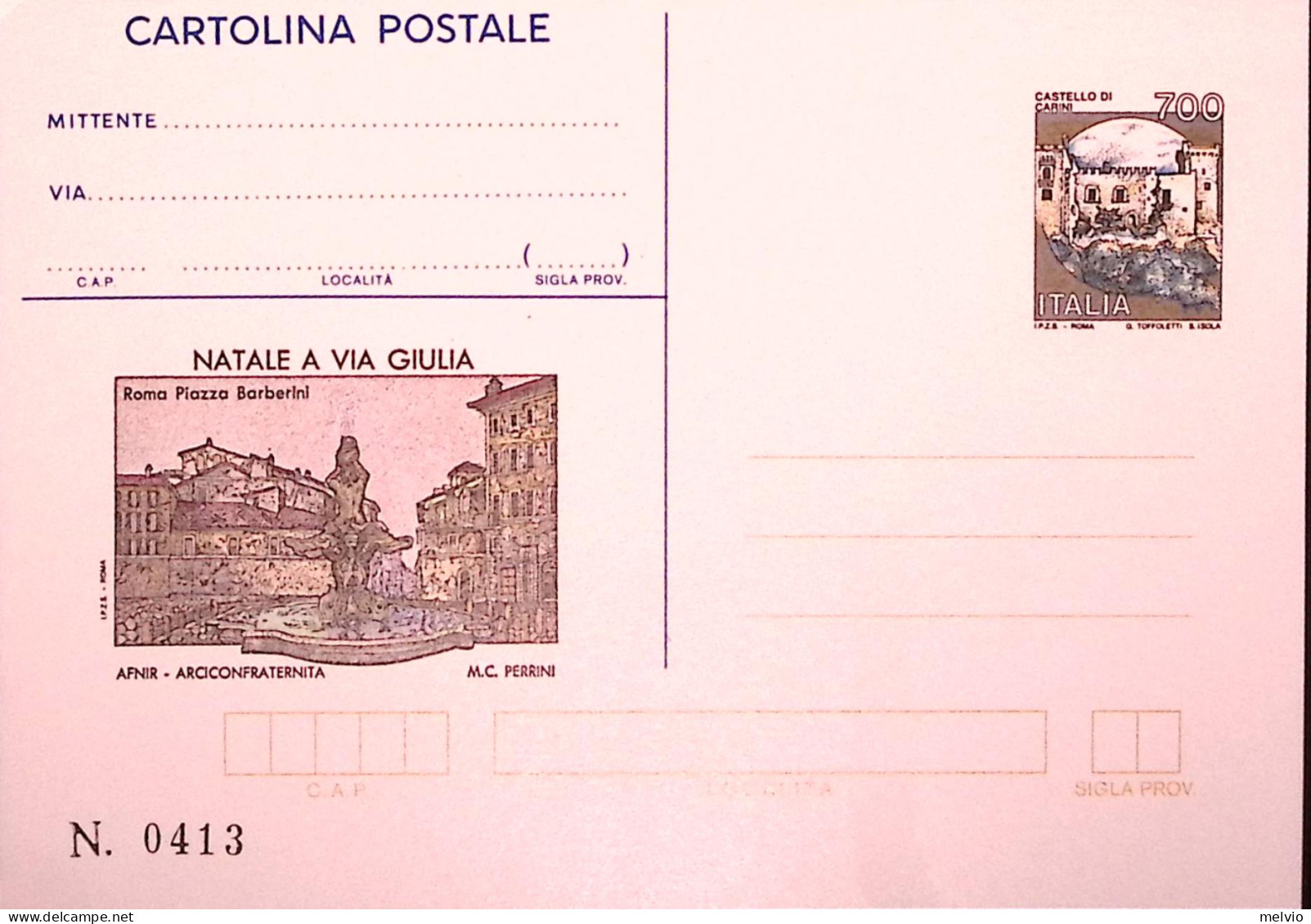 1994-NATALE A VIA GIULIA Cartolina Postale IPZS Lire 700 Nuova - Interi Postali