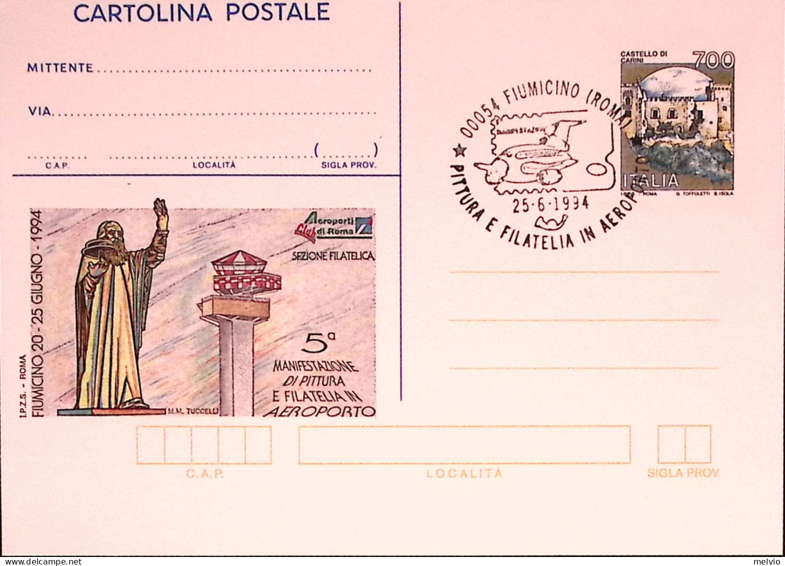 1994-ROMA AEROPORTO Cartolina Postale IPZS Lire 700 Con Ann Spec - Postwaardestukken