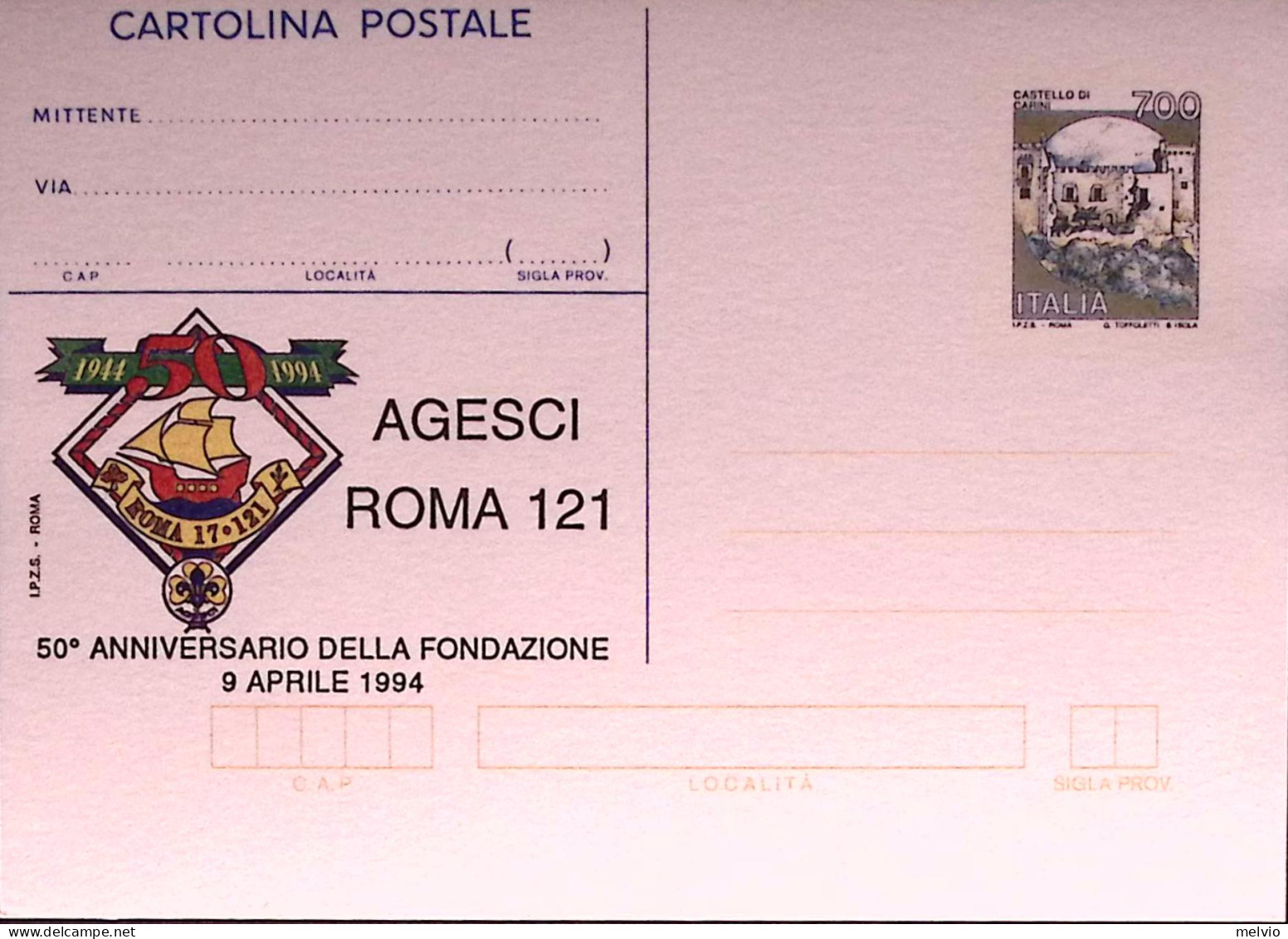 1994-AGESCI ROMA 121 Cartolina Postale IPZS Lire 700 Nuova - Entero Postal
