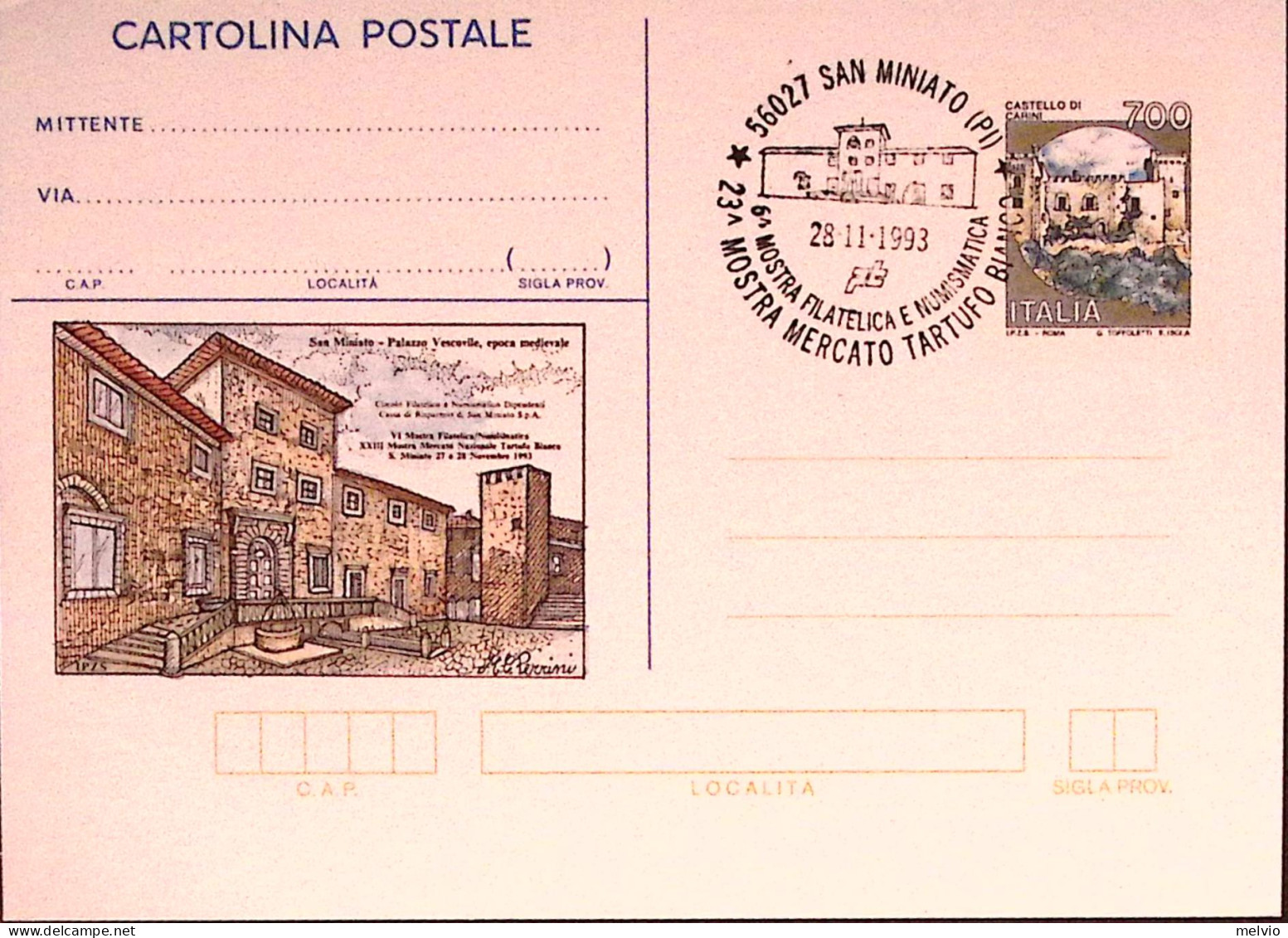 1993-SAN MINIATO Cartolina Postale IPZS Lire 700 Con Ann Spec - Postwaardestukken