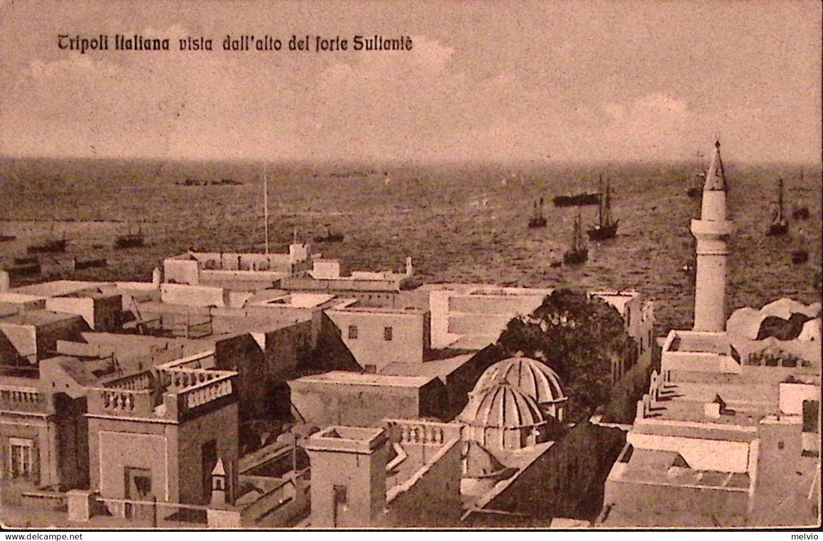 1911-TRIPOLI BARBERIA Tondo Riquadr (9.12.11) Su Cart.Tripoli Italiana Vista Dal - Non Classés