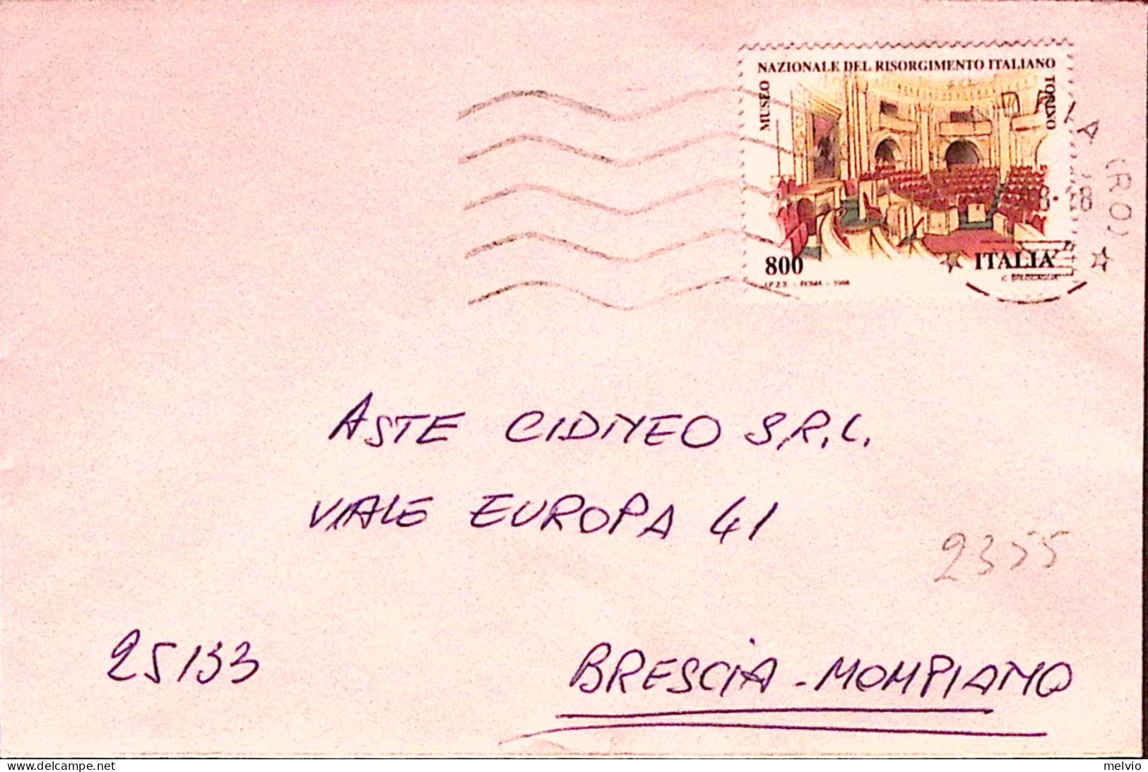 1998-MUSEO Risorgimento Lire 800 Isolato Su Busta - 1991-00: Marcofilie