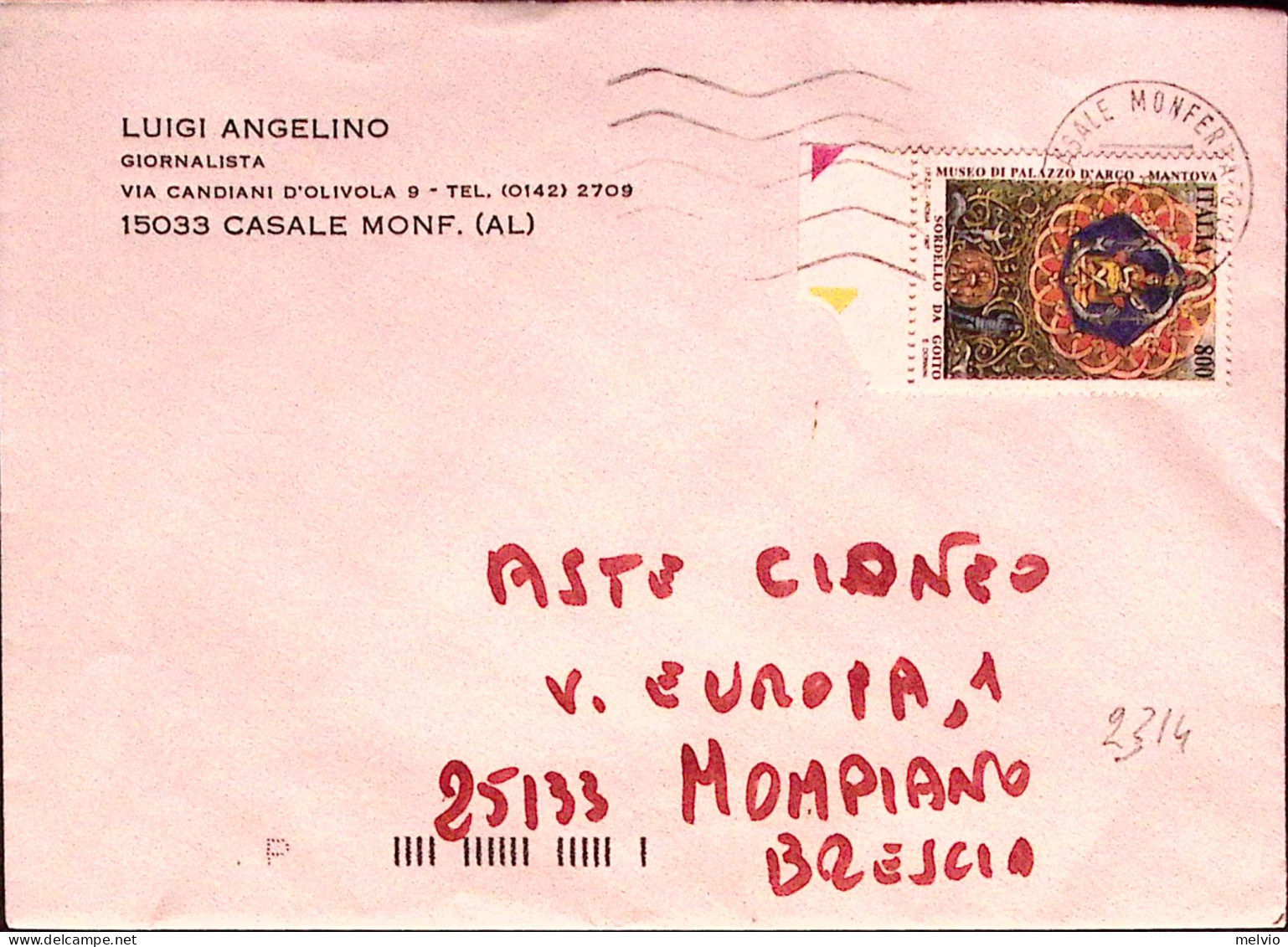 1997-MUSEO PALAZZO ARCO Lire 800 Isolato Su Busta - 1991-00: Poststempel