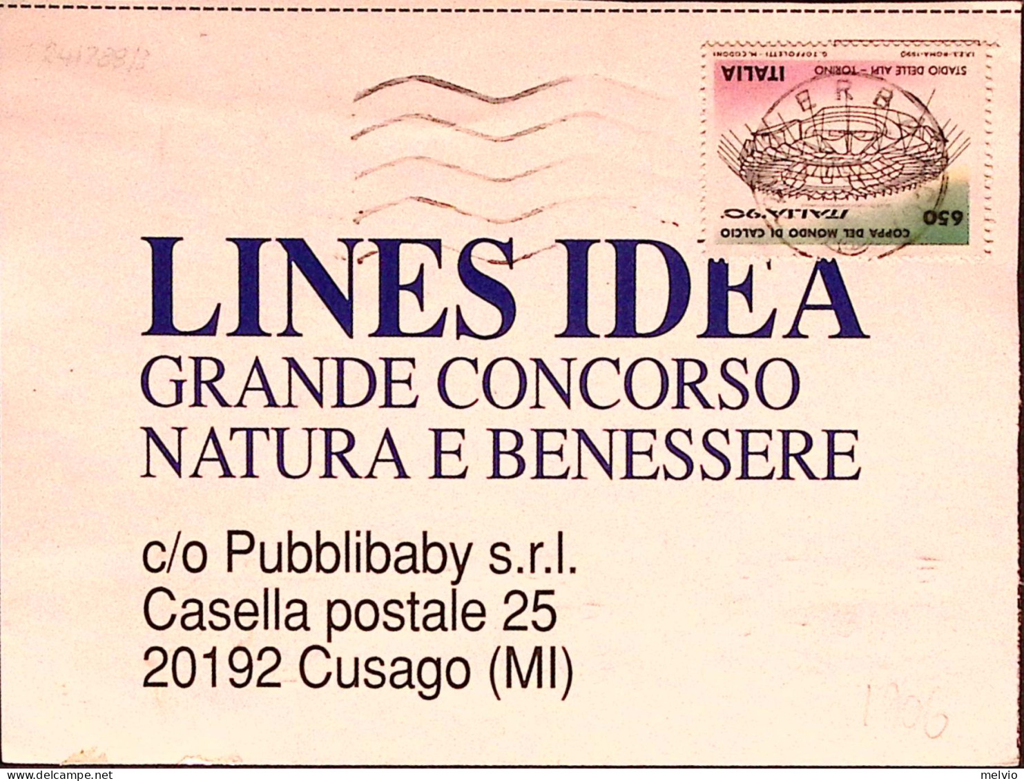 1991-COPPA CALCIO Lire 650 Stadio Torino Isolato Su Cartolina - 1991-00: Poststempel