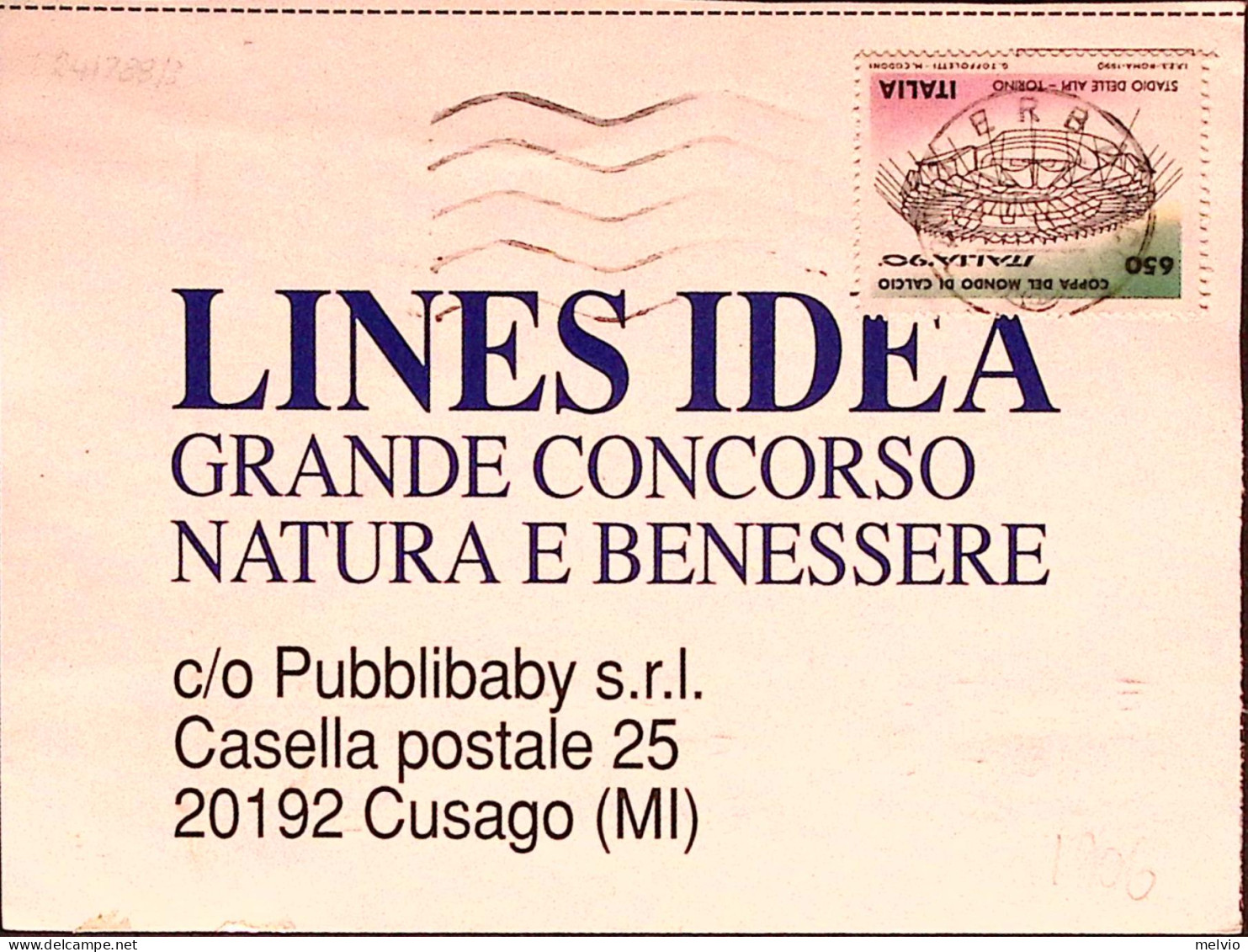 1991-COPPA CALCIO Lire 650 Stadio Torino Isolato Su Cartolina - 1991-00: Storia Postale