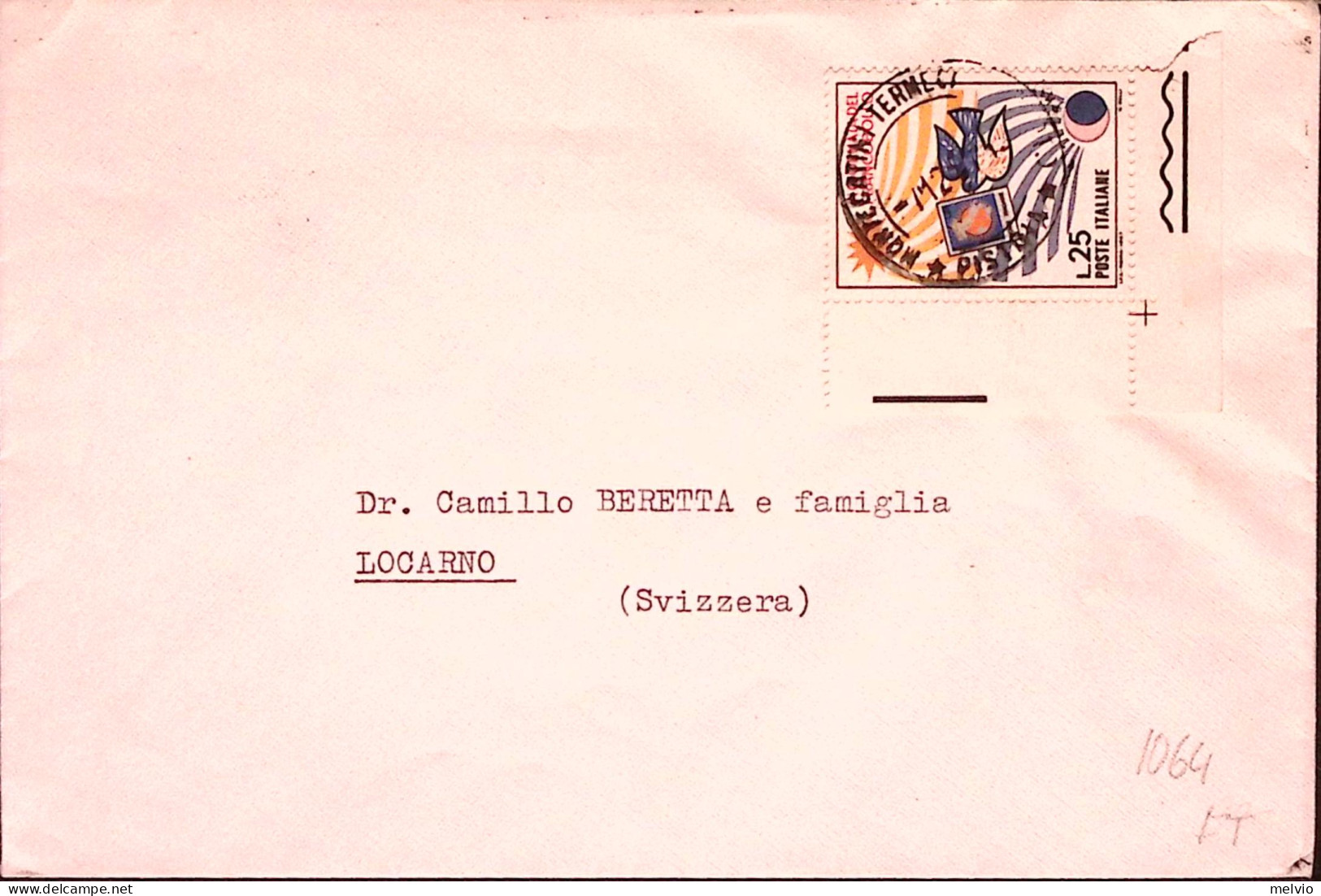 1968-GIORNATA FRANCOBOLLO'67 Lire 25 Isolato Su Partecipazione Per La Svizzera - 1961-70: Marcophilia