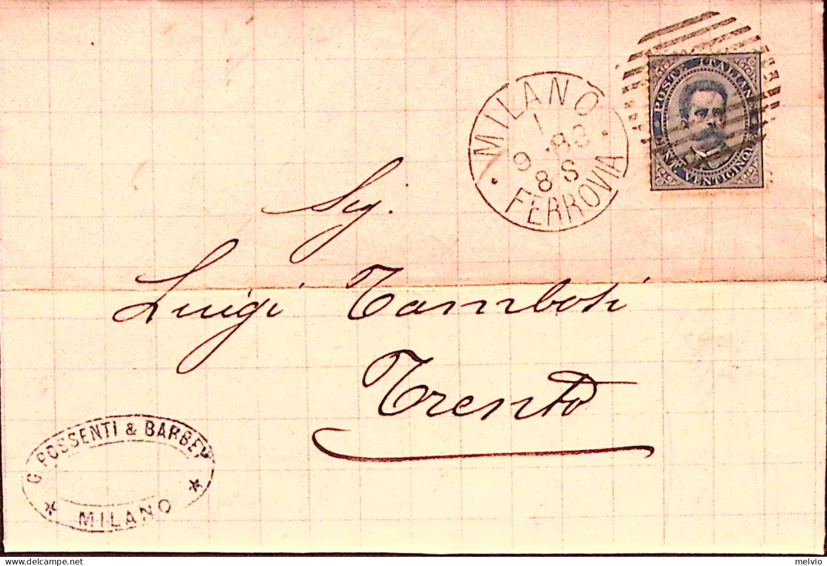 1883-effigie C.25 Isolato Su Lettera Completa Testo Milano (1.9) Per Austria - Storia Postale
