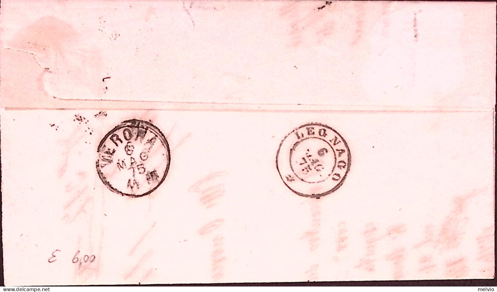 1875-ZEVIO C.2 (6.5) Su Piego Affrancato Coppia Effigie C.10 - Marcofilie