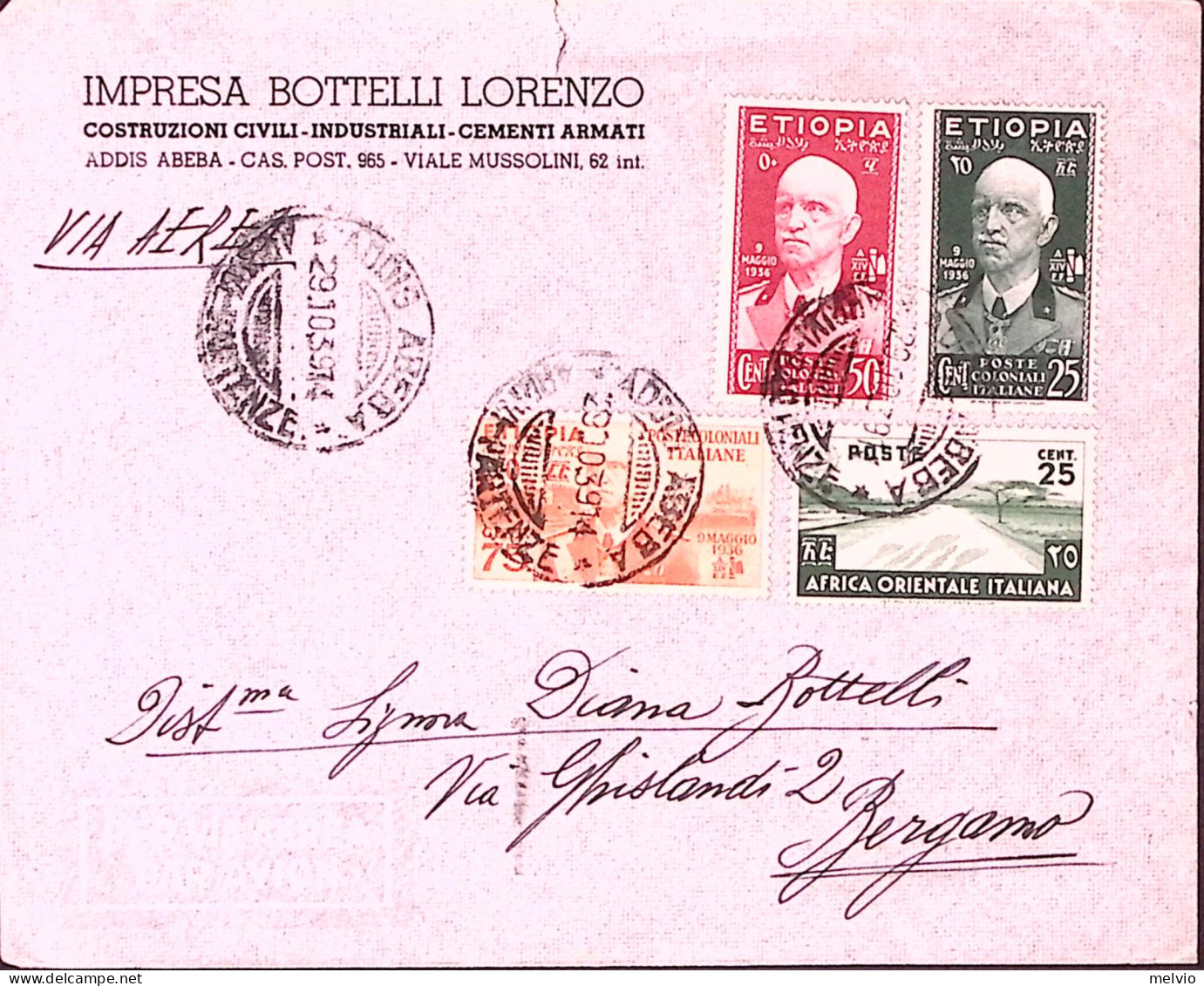 1939-ETIOPIA Effigie C.25, 50 E 75 (3+5/6) + A.O.I. C.25 (7) Valori Gemelli Su B - Ethiopia