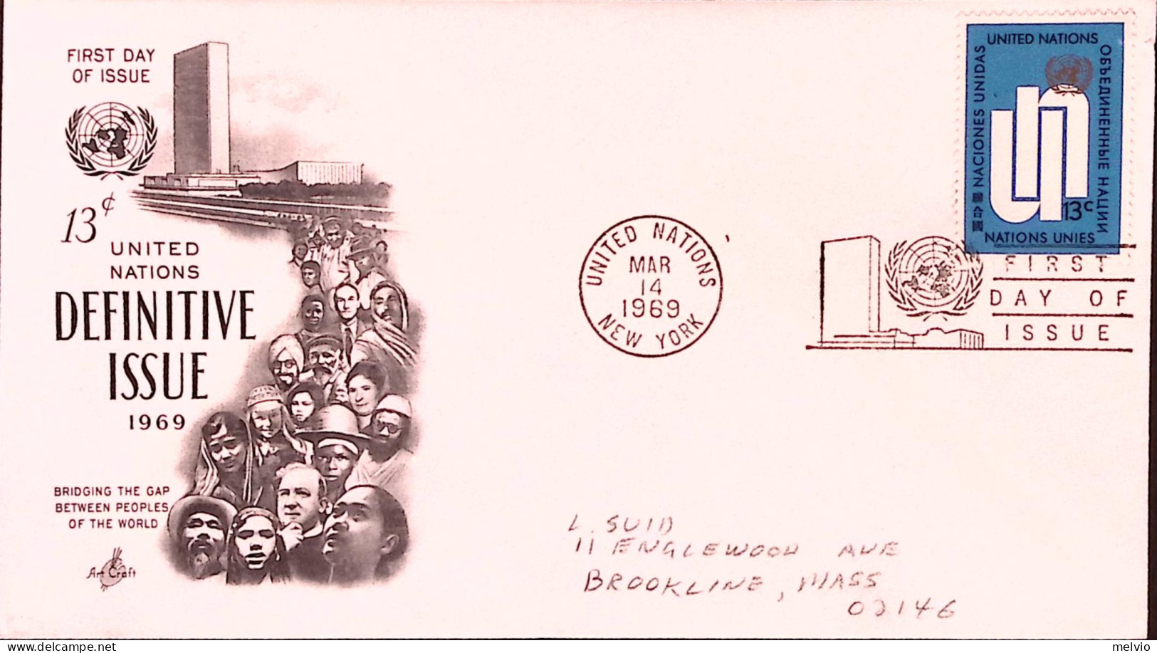 1969-NAZIONI UNITE Ordinaria C. 13 Fdc - FDC