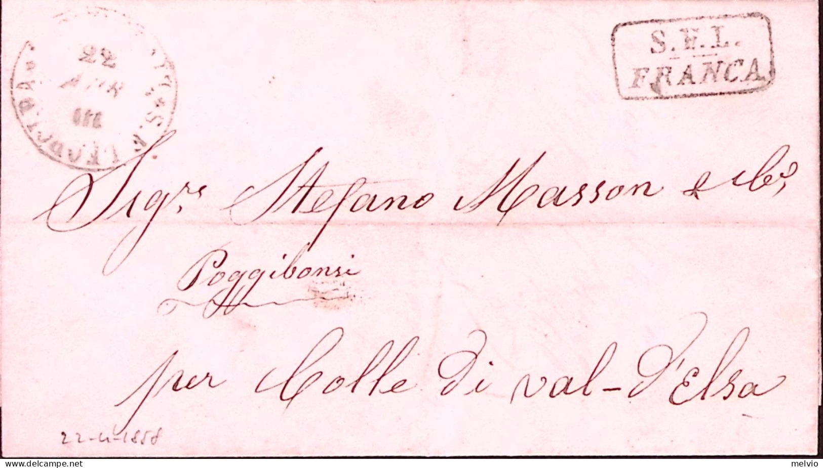 1858-STRADA FERRATA LEOPOLDA/LIVORNO (22.04) E Cartella S.F.L./FRANCA Entrambi V - Ohne Zuordnung