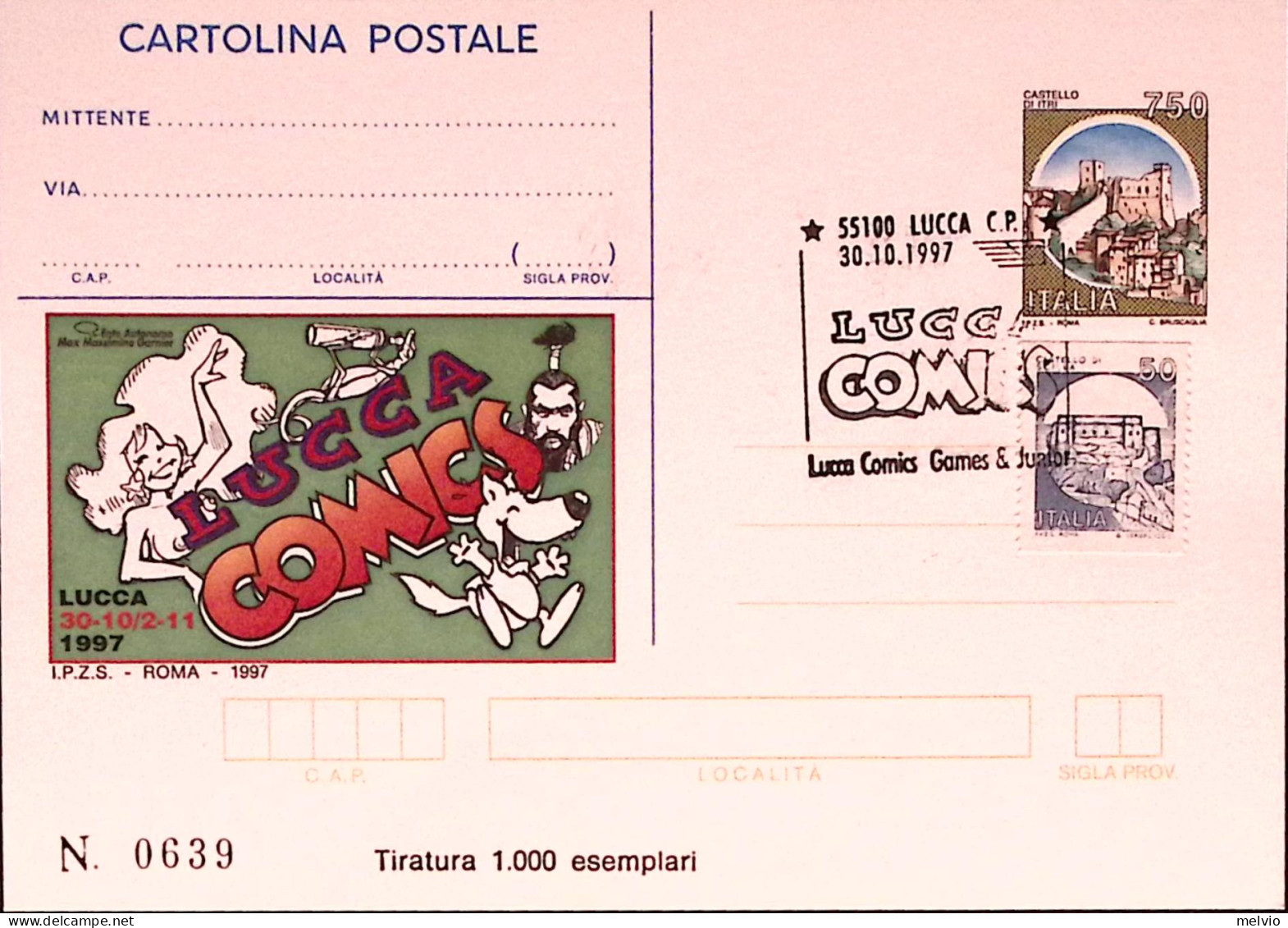 1997-LUCCA-COMICS Cartolina Postale IPZS Lire 750 Ann Spec - Ganzsachen