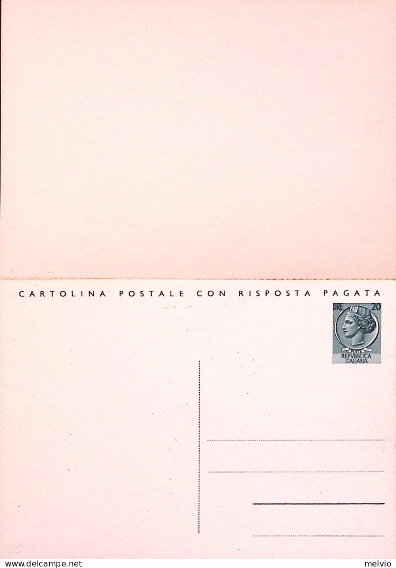 1954-Cartolina Postale RISPosta PAGATA Siracusana Lire 20+20 (C156) Nuova - Interi Postali