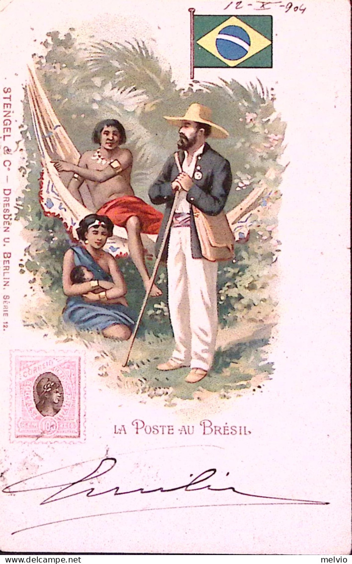 1904-LA Posta In Brasile LE POSTE EN BRESIL, Ed. Stenghel, Viaggiata - Andere & Zonder Classificatie