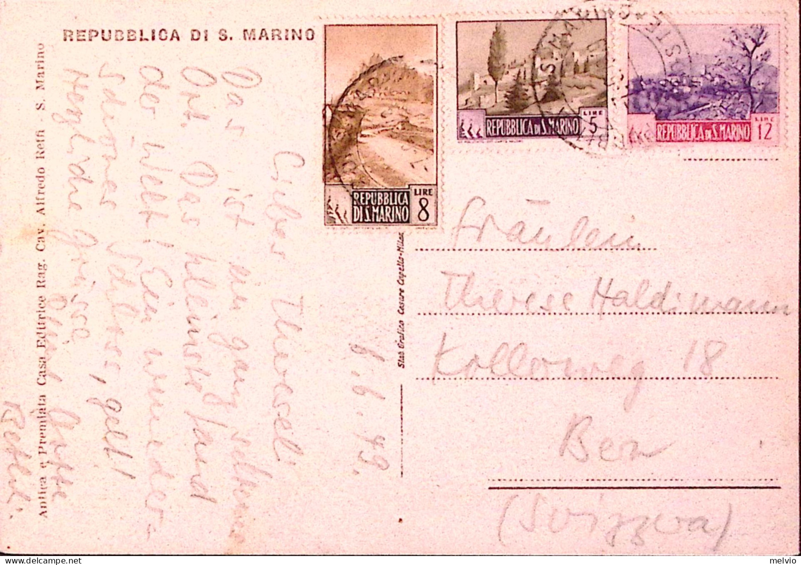 1979-SAN MARINO EUROPA VEDUTE Lire 5, 8 E 12 (346+348+350) Su Cartolina Illustra - Storia Postale