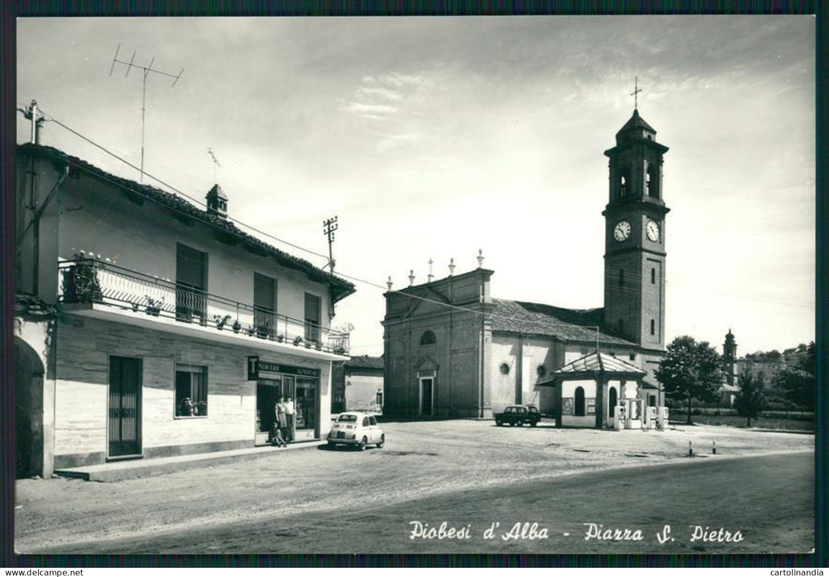 Cuneo Piobesi D'Alba Piazza San Pietro Auto Foto FG Cartolina MZ1886 - Cuneo
