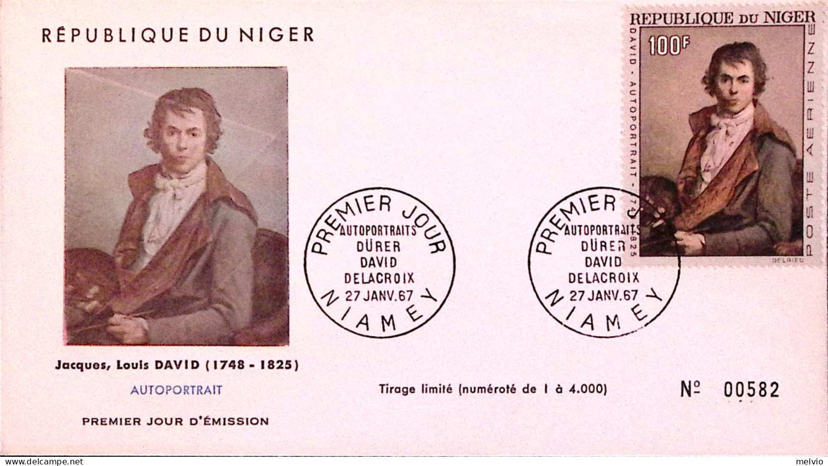 1967-Niger David Autoritratto (PA 69) Fdc - Níger (1960-...)