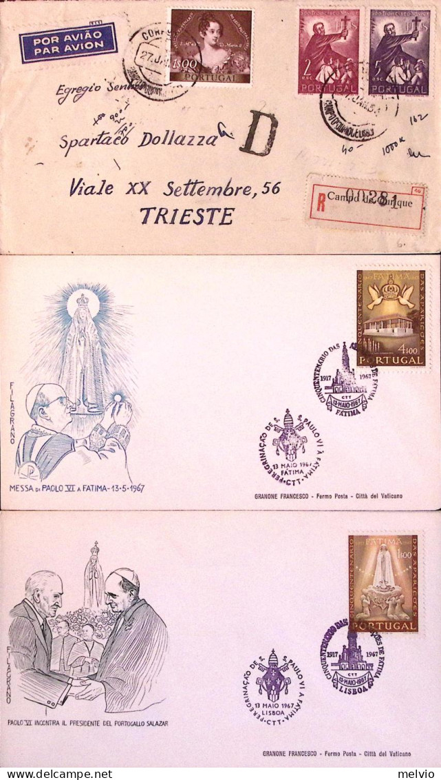 1954-PORTOGALLO Tre Lettere S. Francesco Saverio C.2 E 5 + 100 Ann. Francobolli  - Marcofilie
