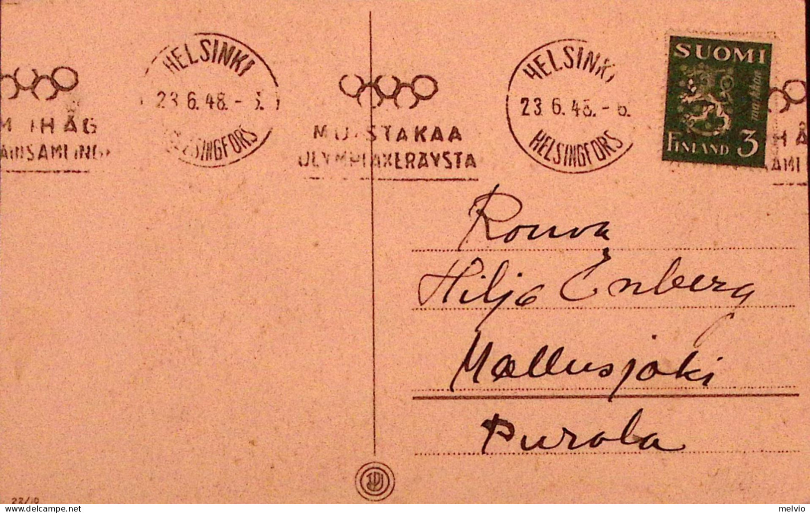 1948-FINLANDIA FINLAND Annullo Speciale Olimpiadi Helsinki (23.6) Su Cartolina - Lettres & Documents