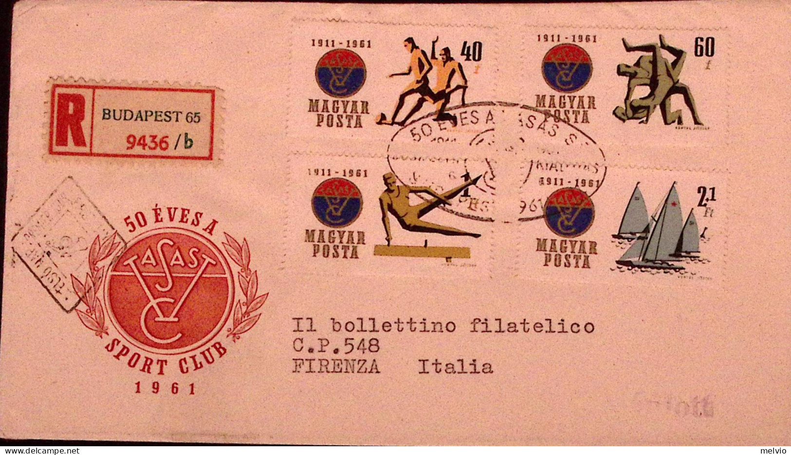 1961-Ungheria MAGYAR 50 Anniv. Vasas Sport Club Serie Cpl. Fdc Racc. - FDC