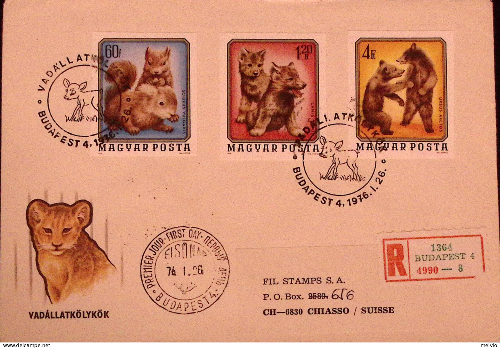 1976-Ungheria MAGYAR Cuccioli Di Animali Selvatici Serie Cpl. NON DENTELLATA (24 - FDC