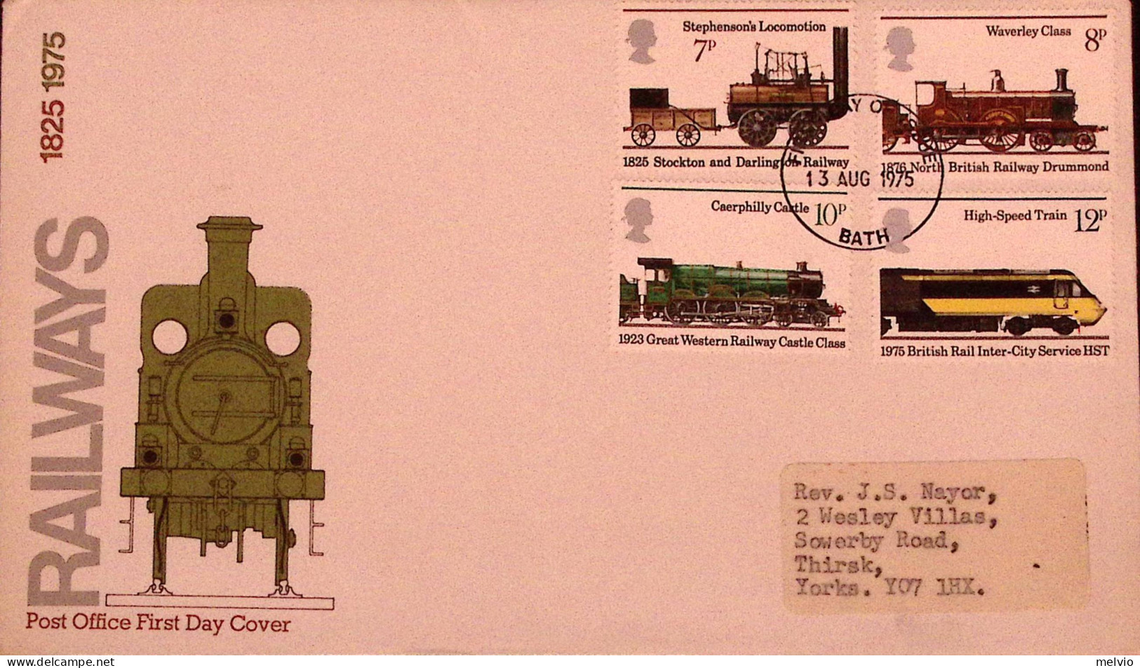 1975-GRAN BRETAGNA GREAT BRITAIN 150 Anniv. Ferrovie Serie Cpl. Fdc - Lettres & Documents