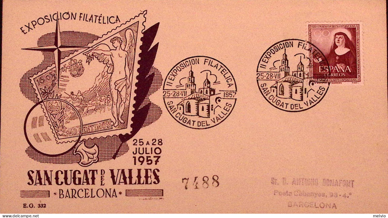 1957-SPAGNA Espos. Filatelia/S. Cugat Del Valles (25.7) Ann. Spec. - Sonstige & Ohne Zuordnung