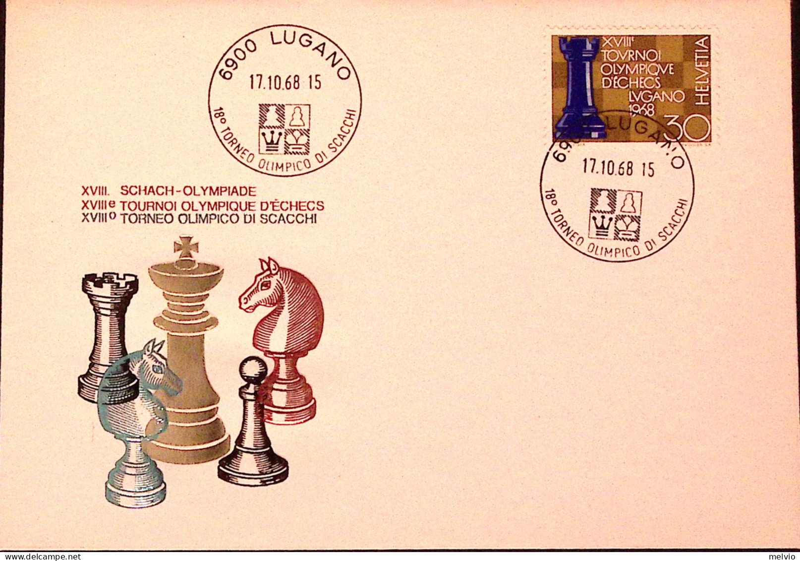 1968-Svizzera SUISSE 18 Torneo Olimpico Di Scacchi/Lugano (17.10) Ann. Spec. - Autres & Non Classés