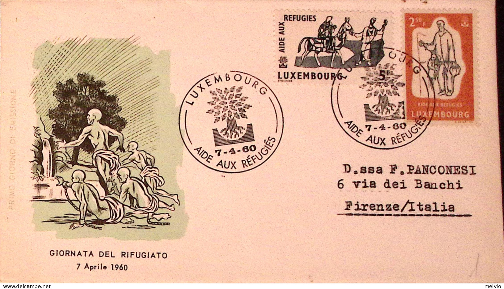 1960-LUSSEMBURGO LUXEMBOURG Anno Rifugiato Serie Cpl. Fdc Su Busta - FDC