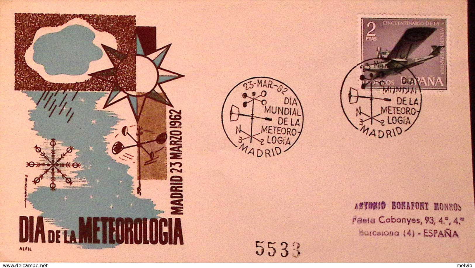 1962-SPAGNA Giornata Meteorologia/Madrid (23.3) Ann. Spec. - Altri & Non Classificati