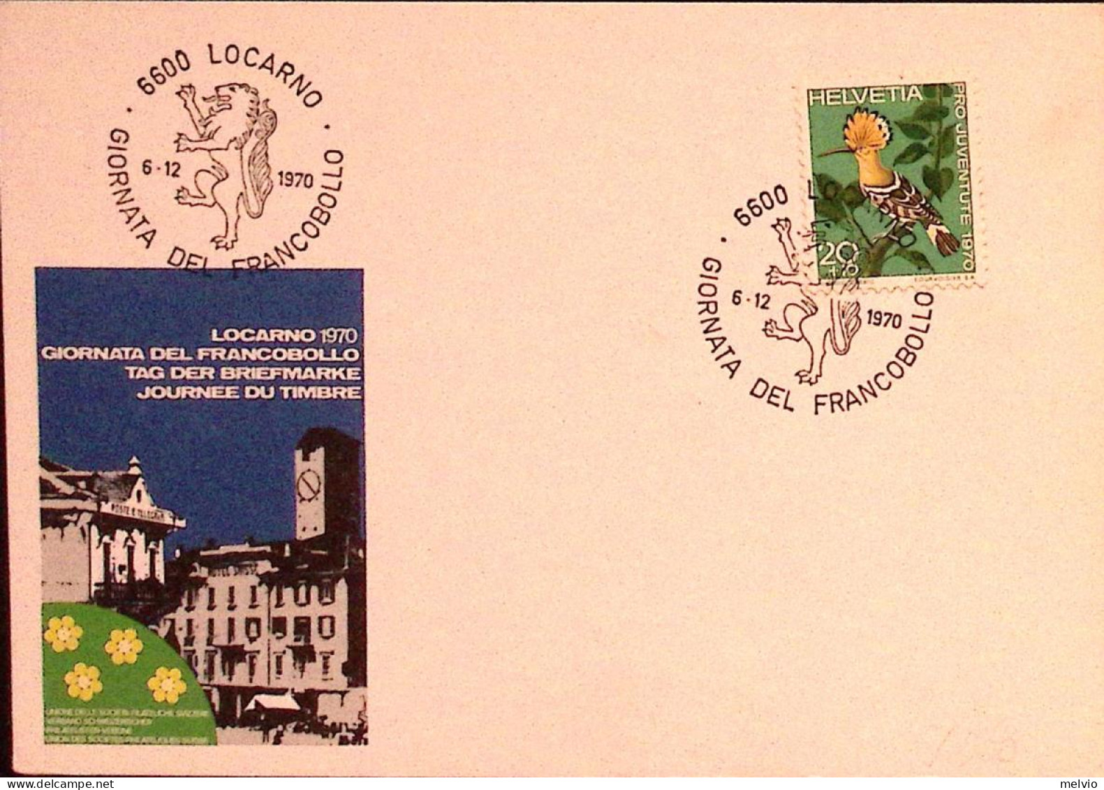 1970-Svizzera SUISSE Giornata Francobollo Locarno (6.12) Ann. Spec. Su Busta - Sonstige & Ohne Zuordnung