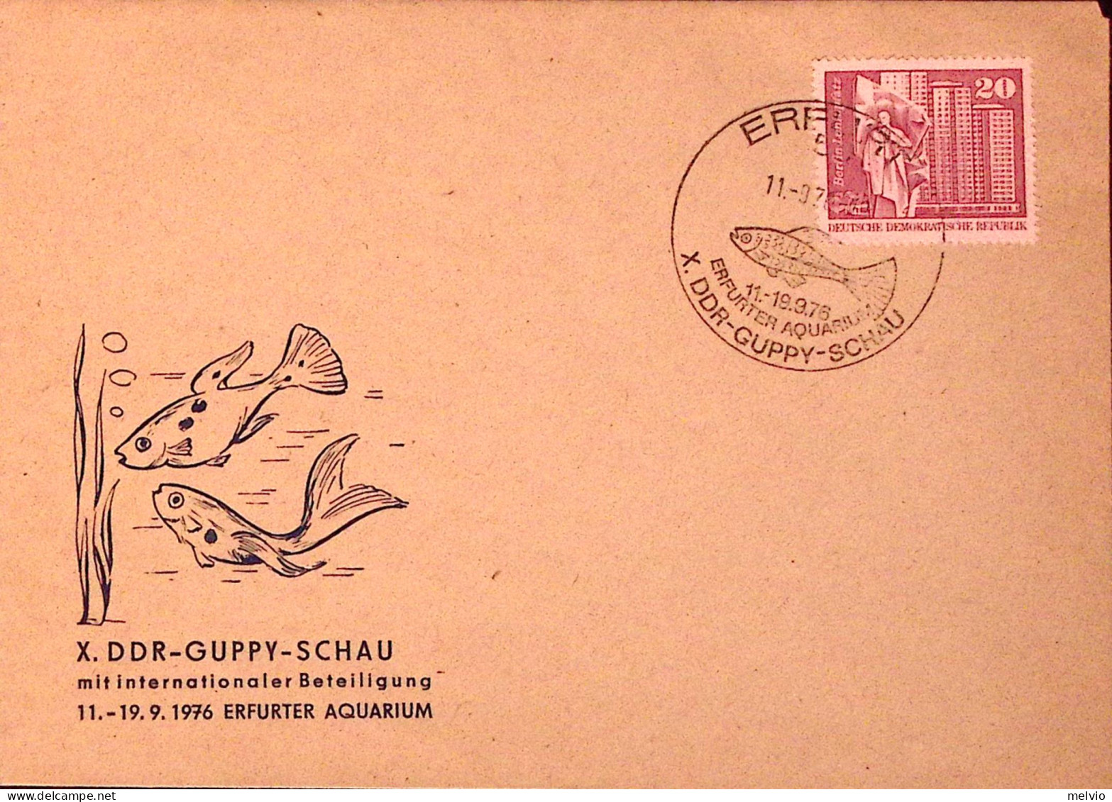 1976-GERMANIA DDR . Acquario Di Erfurt (11.9) Ann. Spec. - Storia Postale